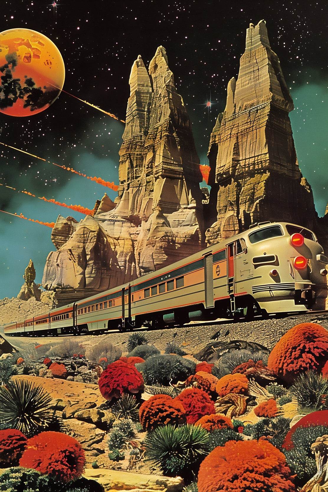 Painting Of A Train Passing Through The Plain Wall Art - beink online art store