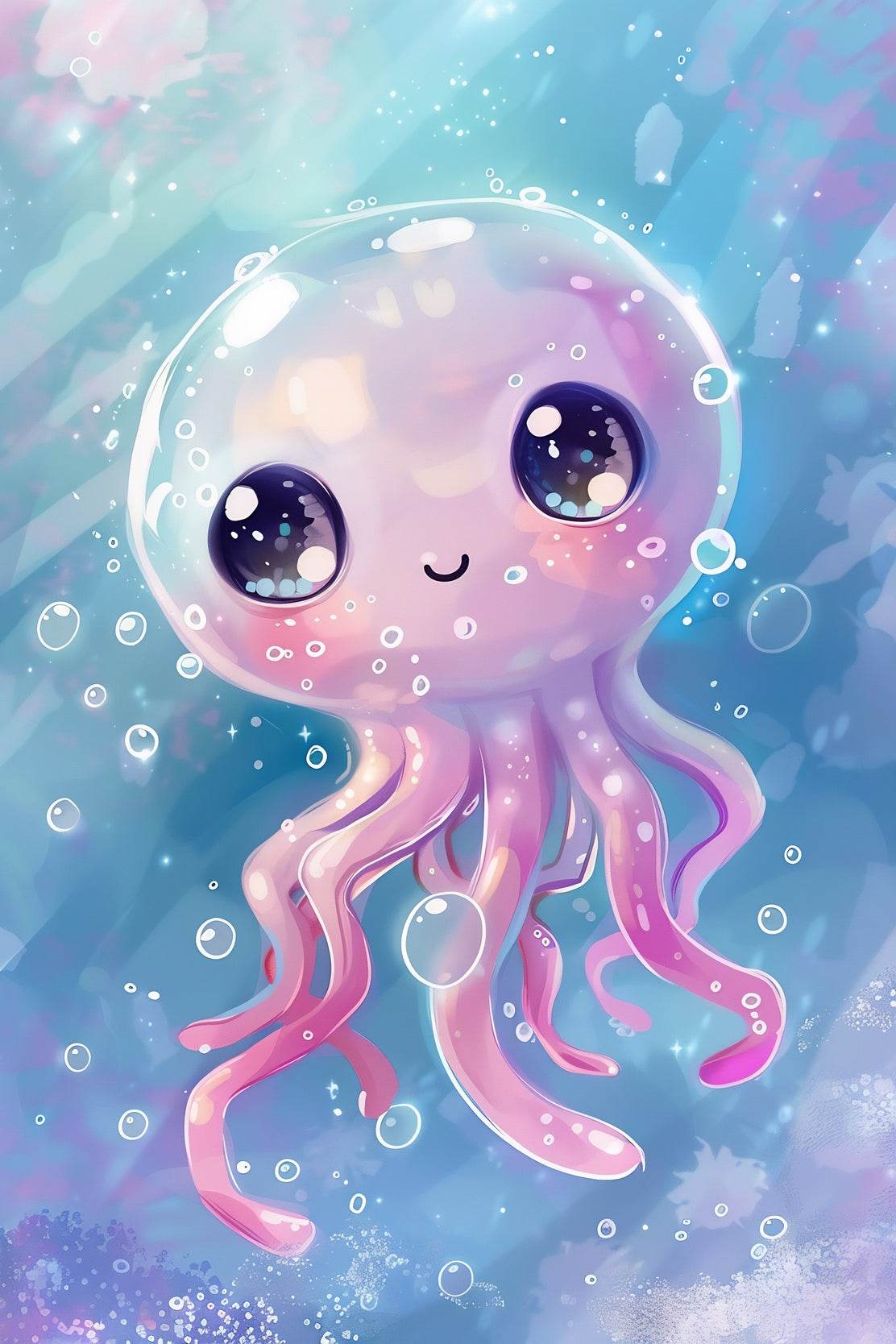 Cartoon Octopus With Bubbles Wall Art - beink online art store