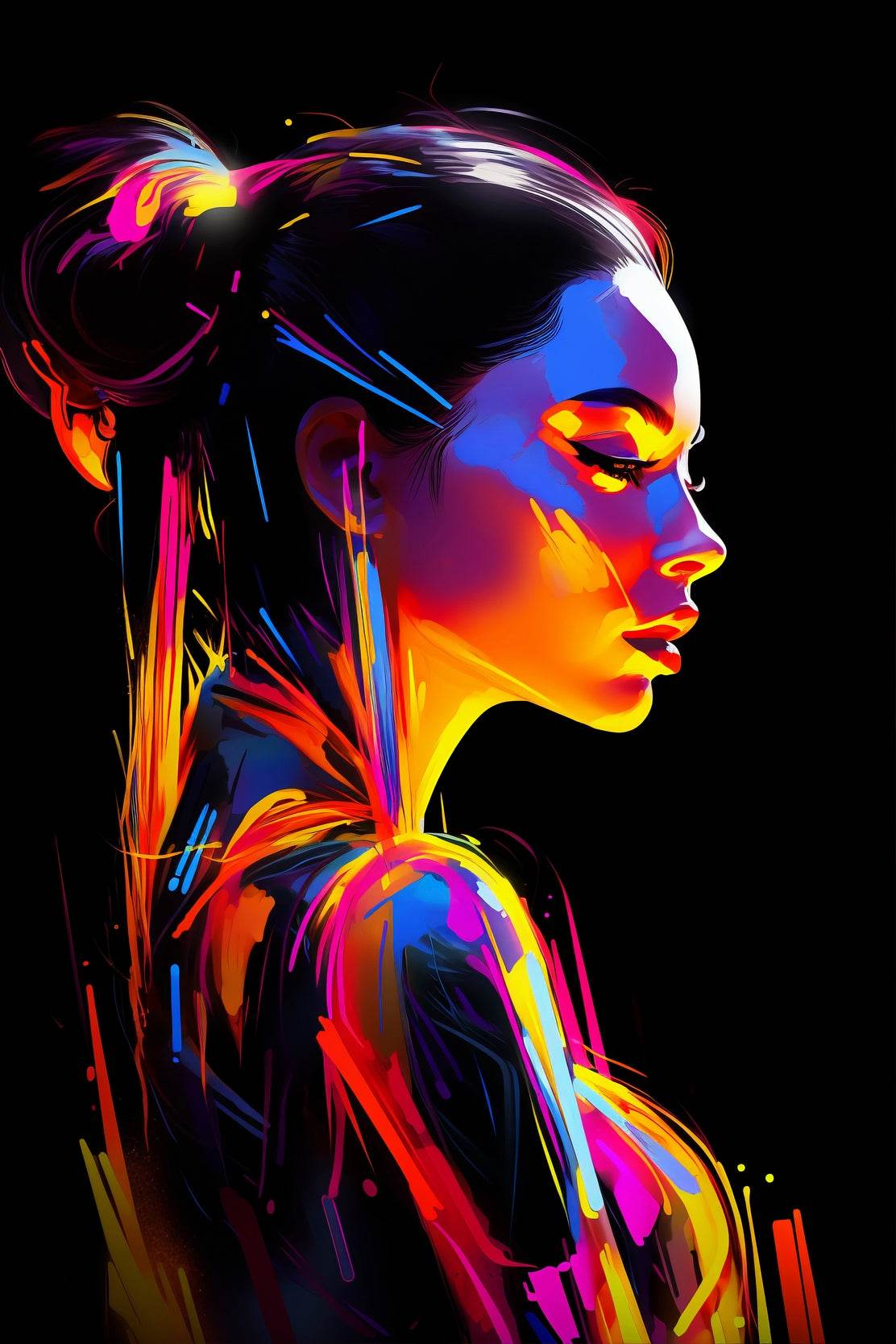 Neon Painting of Women Digital Art - beink online art store