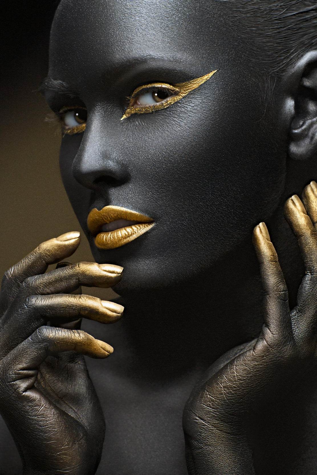 Face of Black Girl With Golden Makeup Wall Art - beink online art store