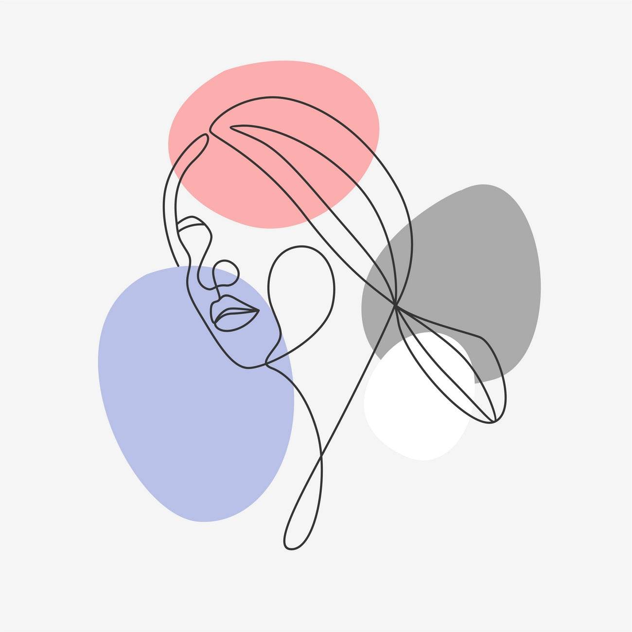 Beautiful Female Face in Line Art Style - beink online art store