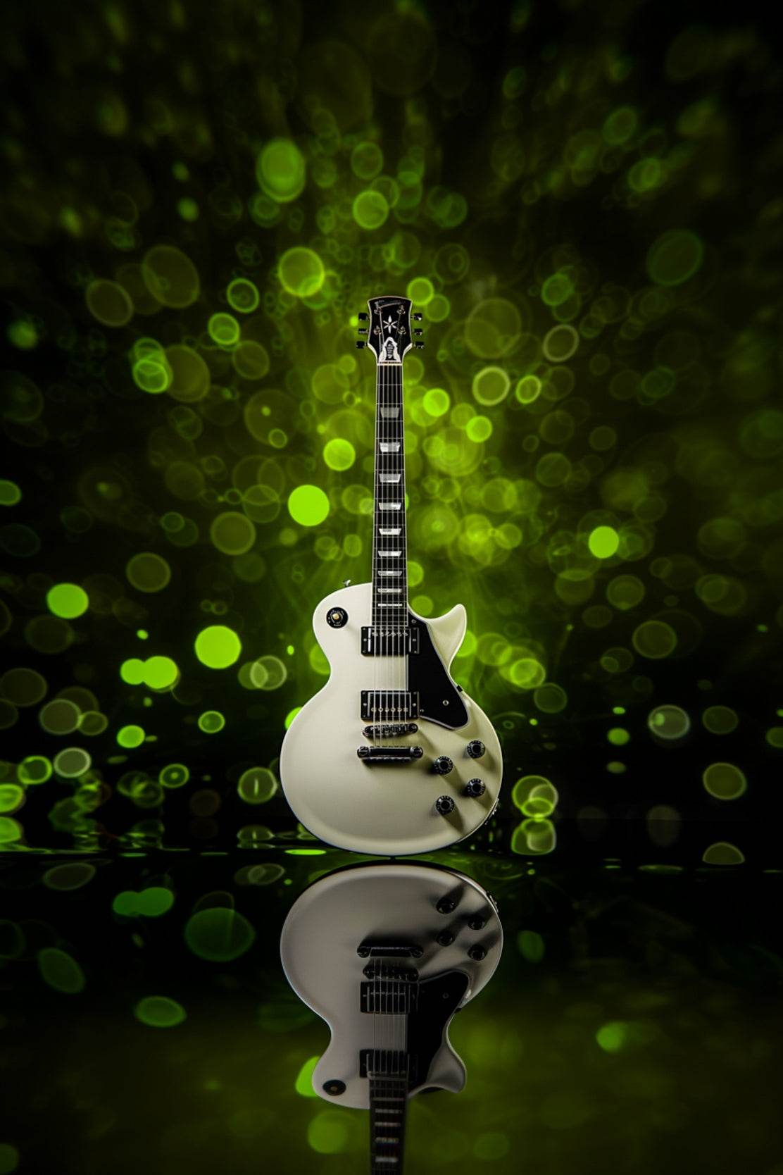 Electric Guitar With Green Background Wall Art - beink online art store