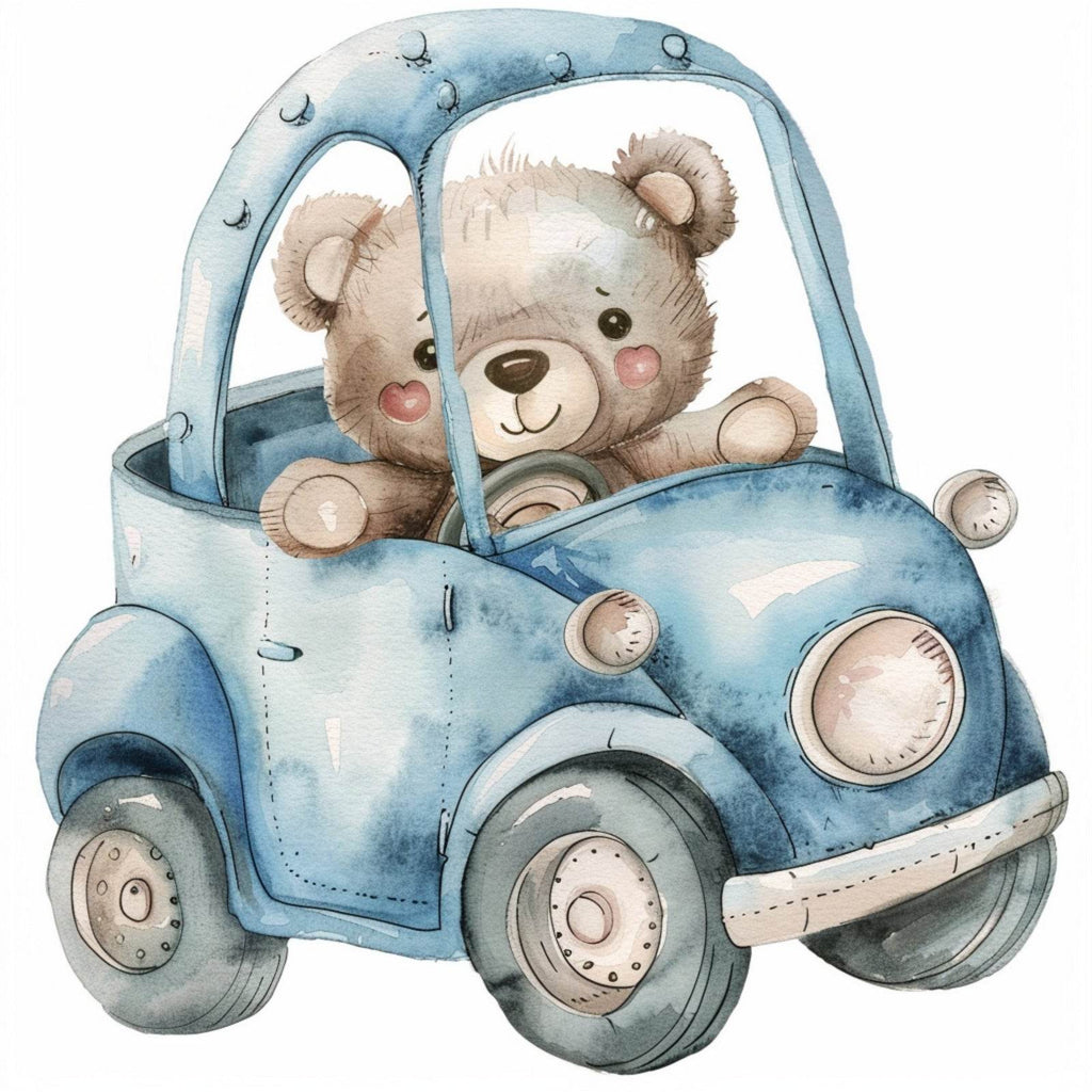 Teddy Bear Driving a Car Wall Art - beink online art store