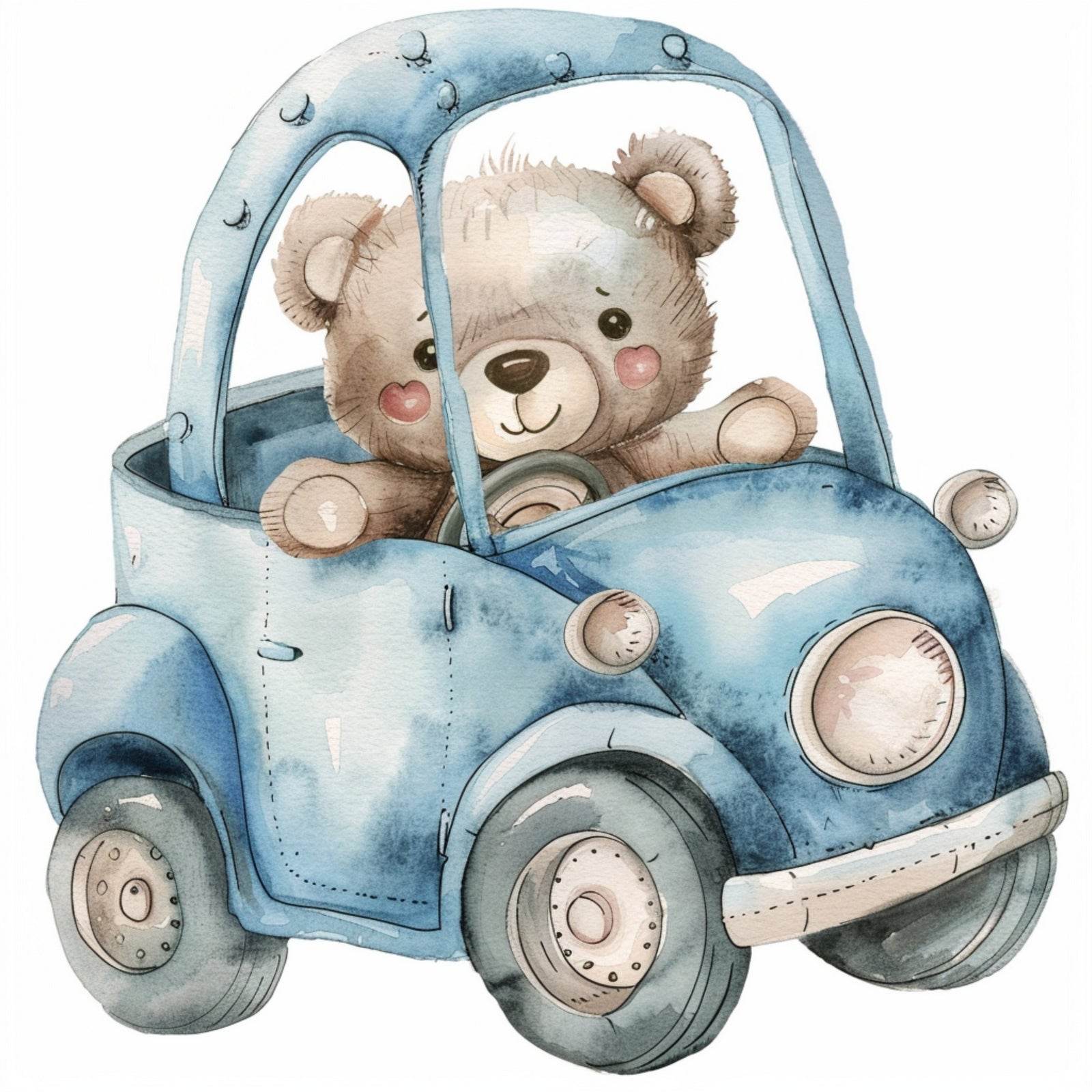 Teddy Bear Driving a Car Wall Art - beink online art store