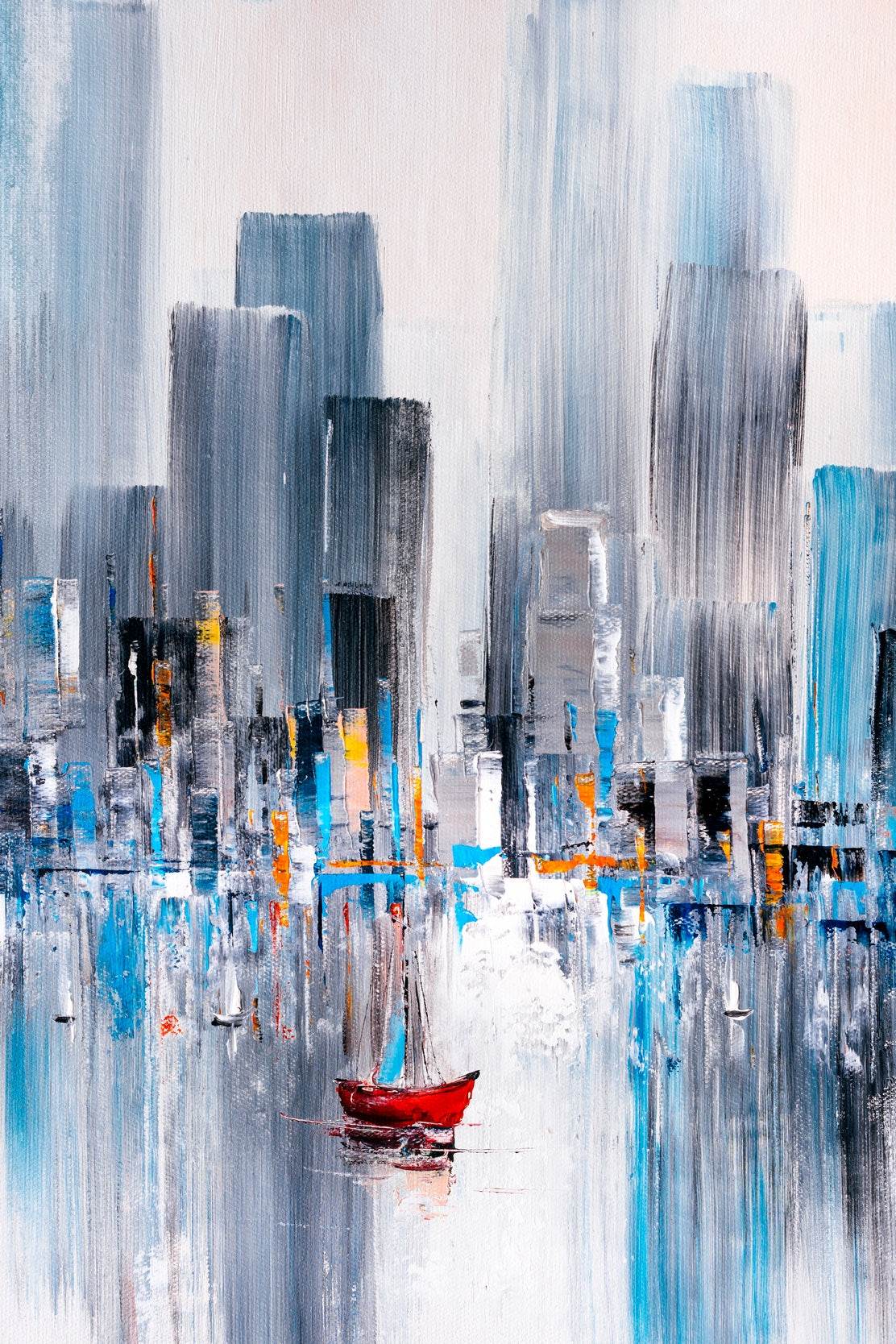 Watercolor Painting of Boat in The River Wall Art - beink online art store