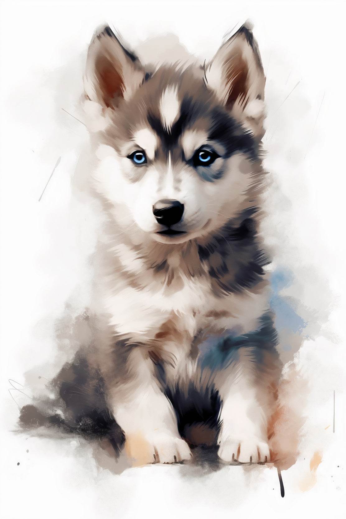 Watercolor Painting of Siberian Husky - beink online art store
