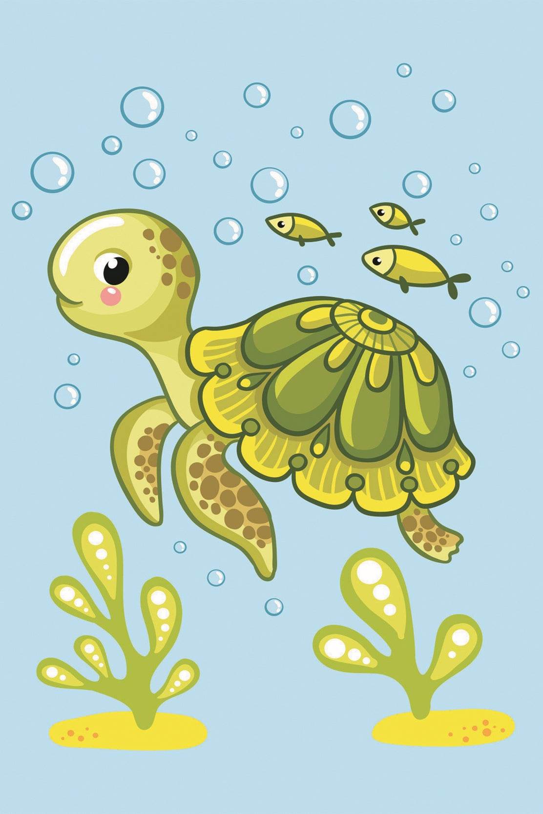 Cute Cartoon Floating Turtle Wall Art - beink online art store