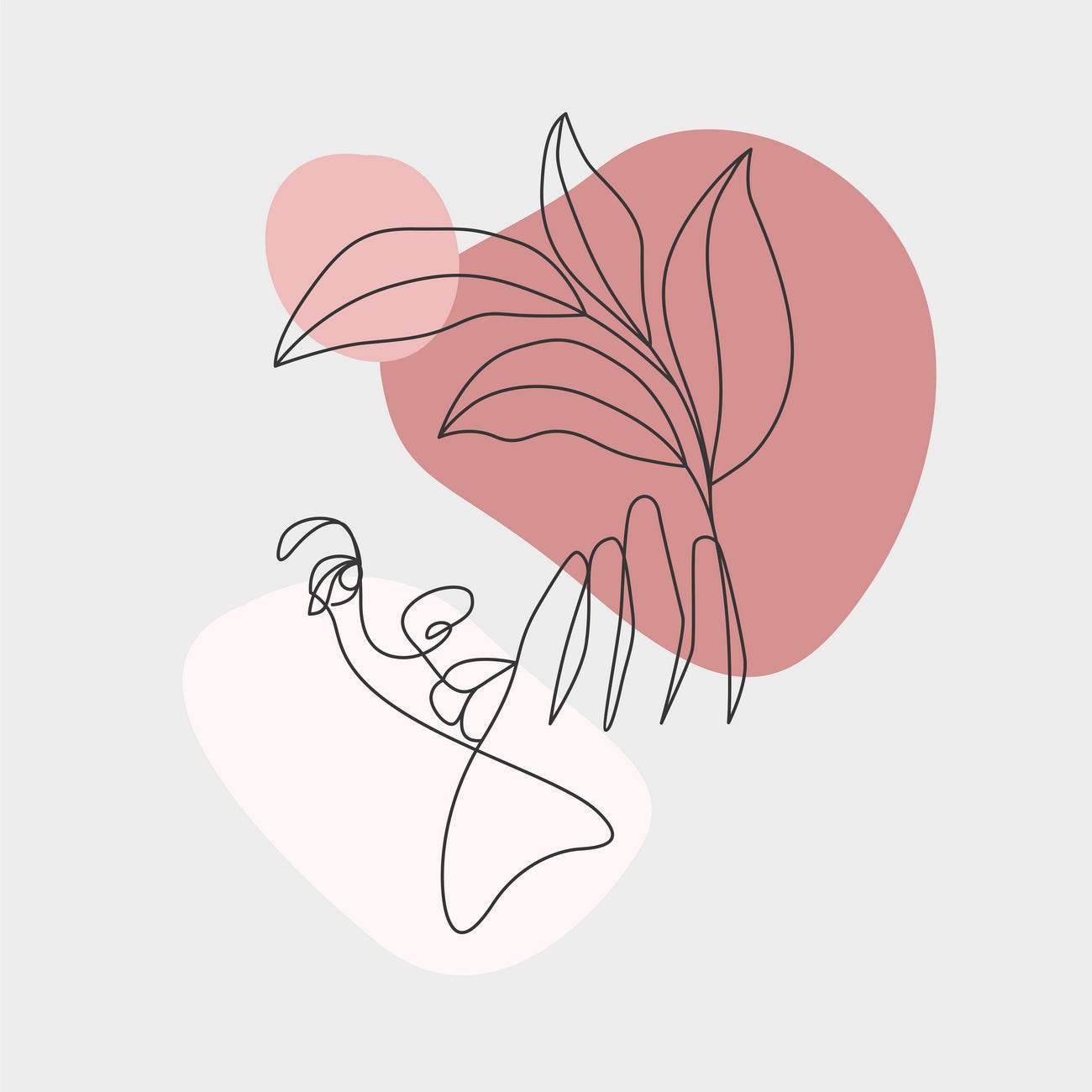 Linear Face of Woman With Flowers Wall Art - beink online art store