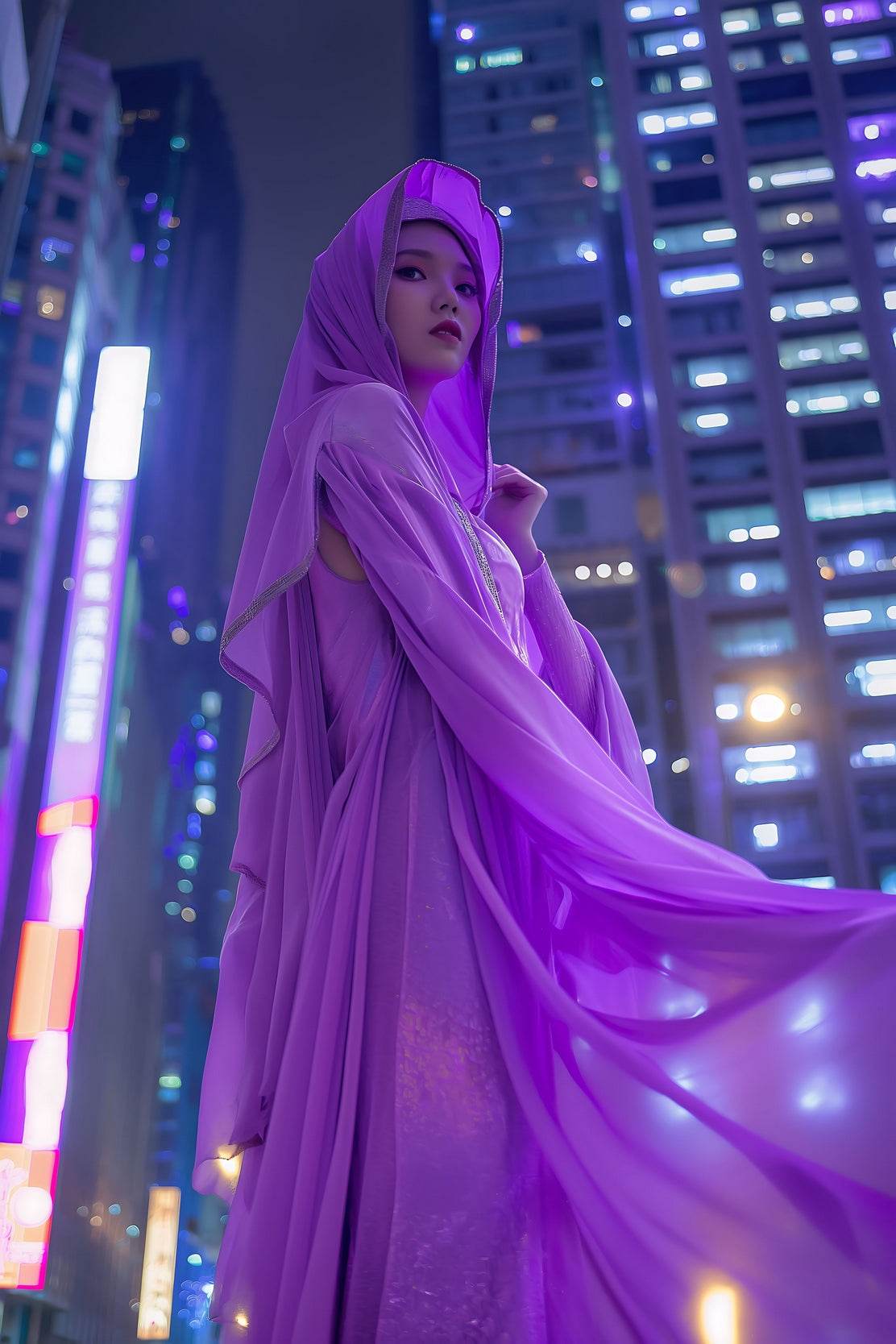 Purple Women Silk Dress Wall Art - beink online art store