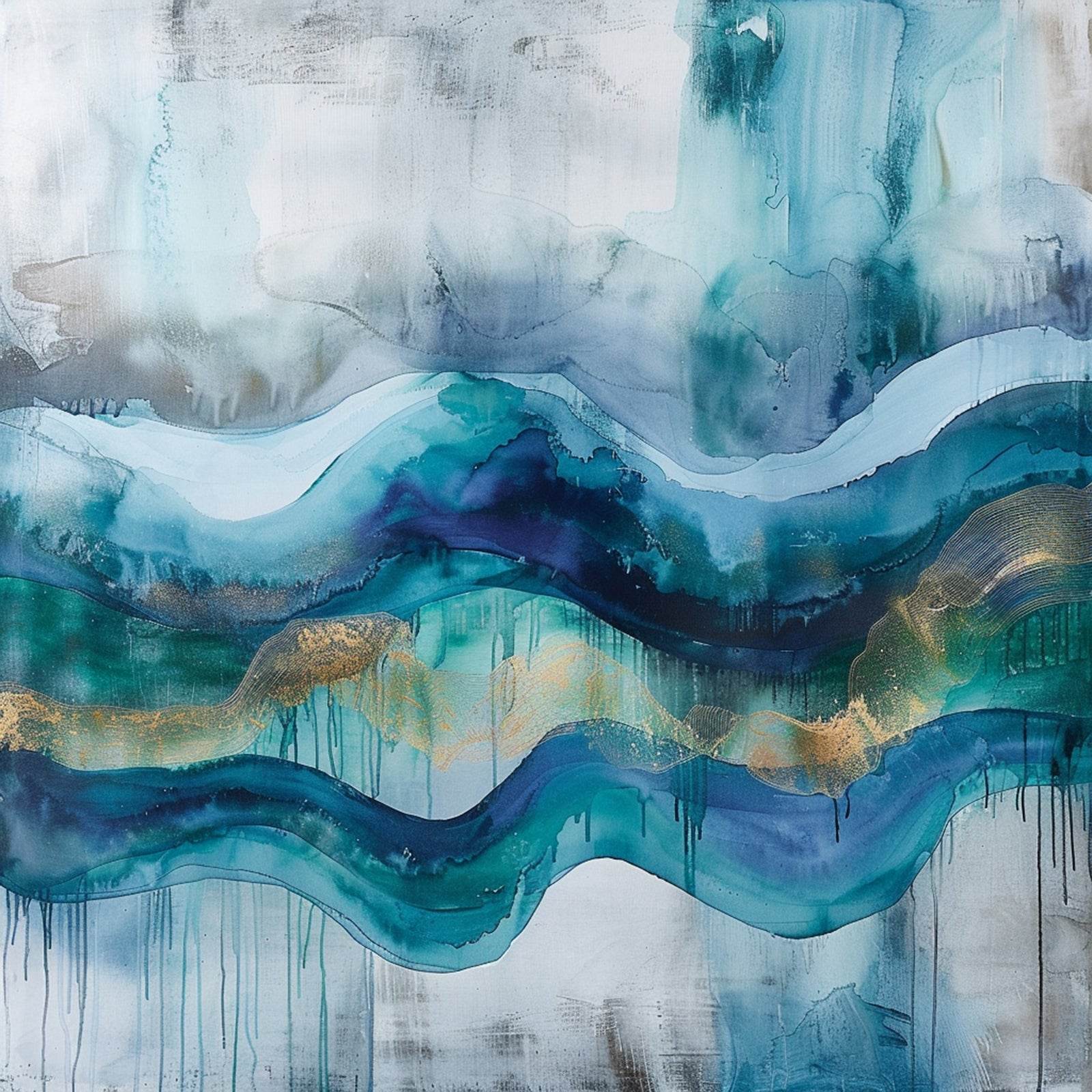 Lake with Glacier brush strokes Abstract Wall Art - beink online art store