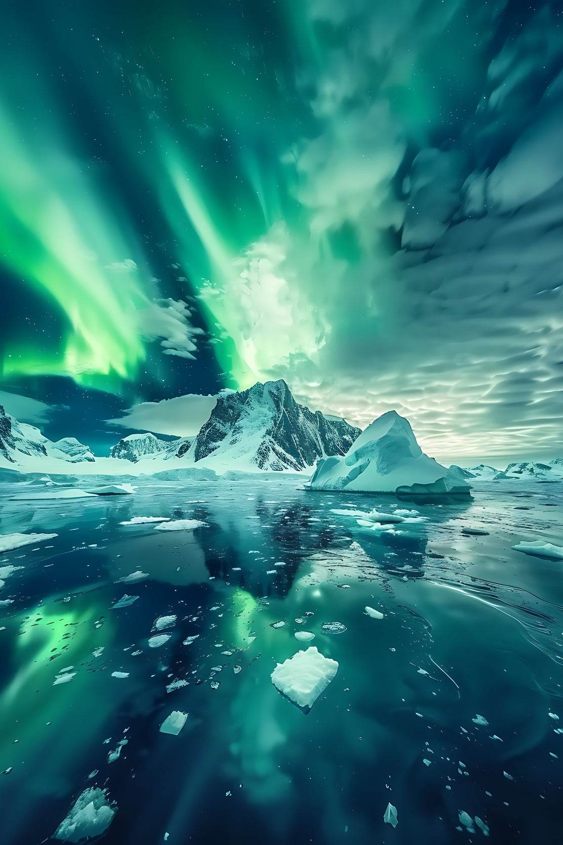 Aurora Australis Over Antarctic Icebergs Wall Art - beink online art store