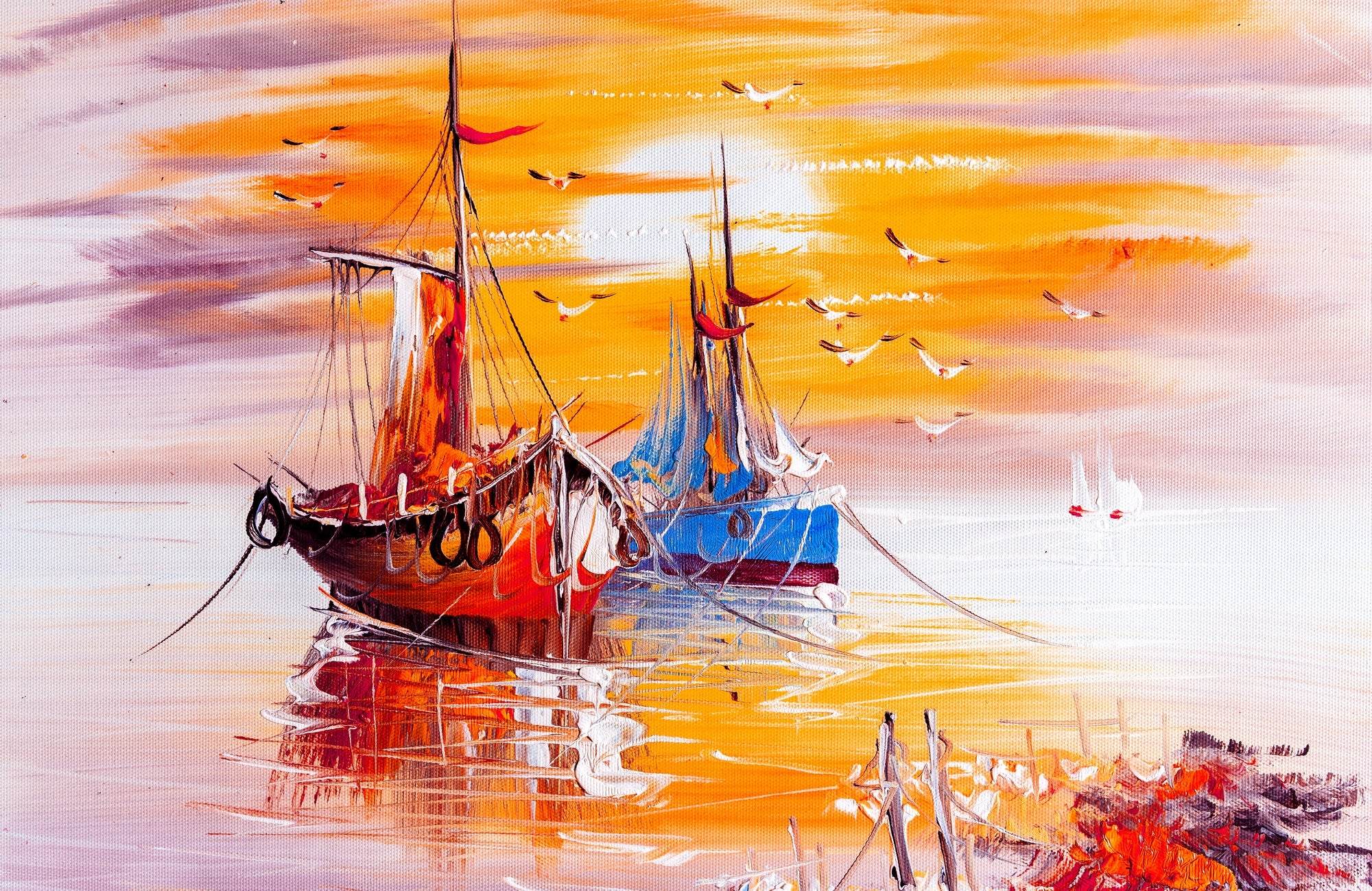 Watercolor Painting of Cargo Ship Wall Art - beink online art store