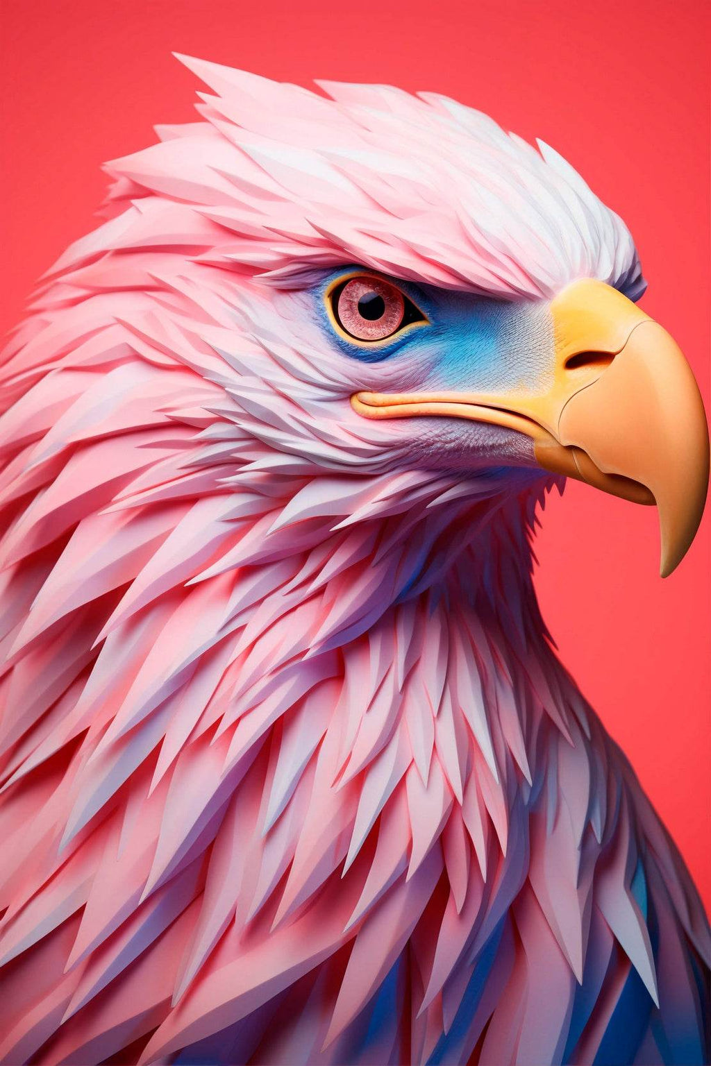 Pink and Blue Painted Eagle Bird Wall Art - beink online art store
