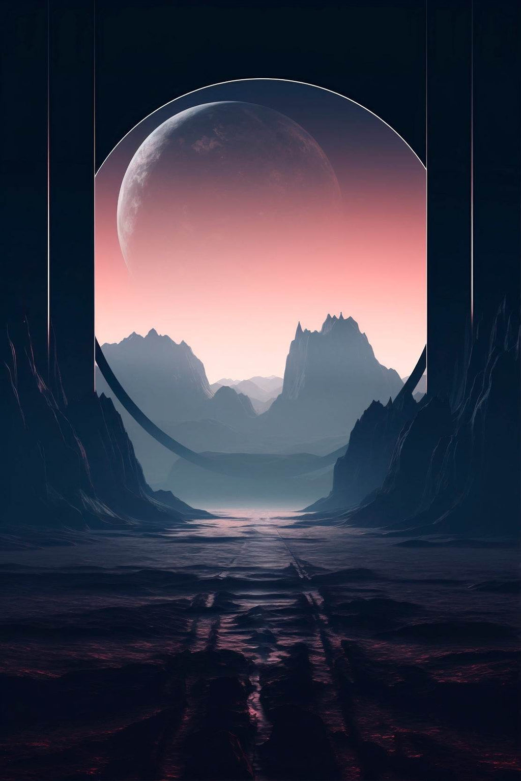 Moon Between The Mountain Wall Art - beink online art store