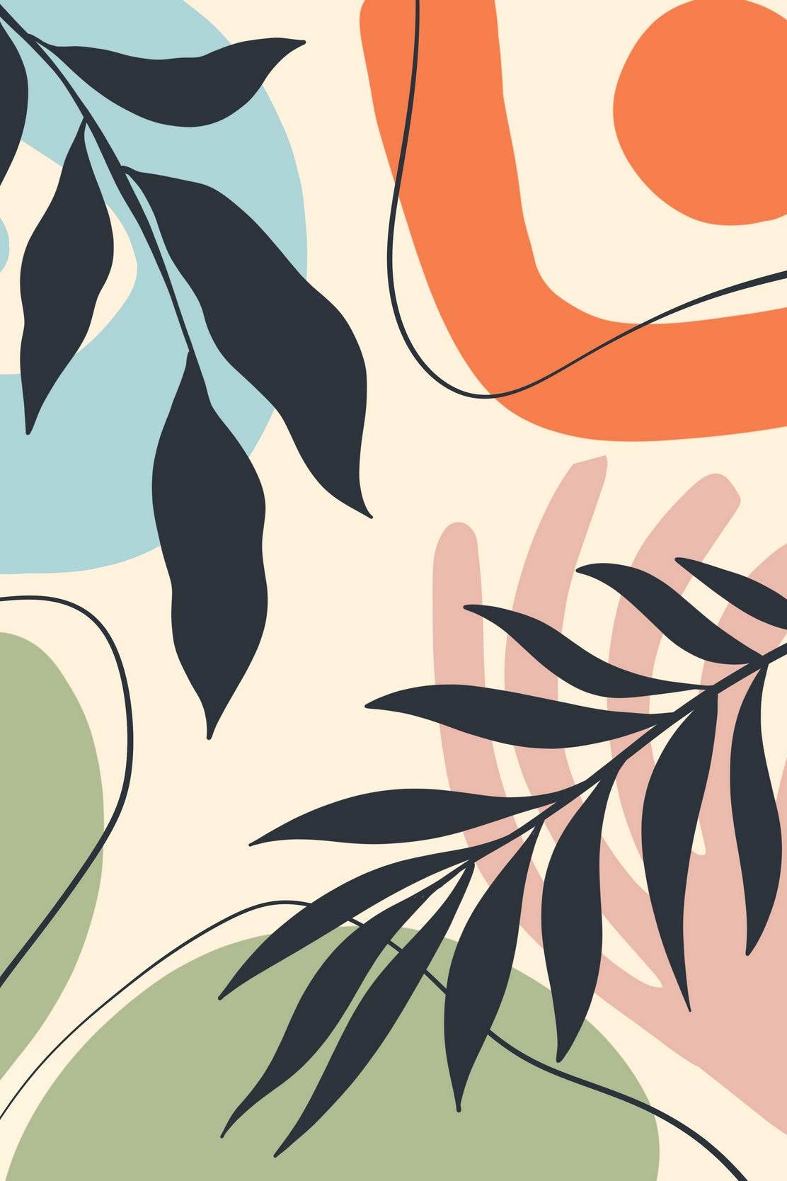 Willow And Fern Leaves Wall Art - beink online art store