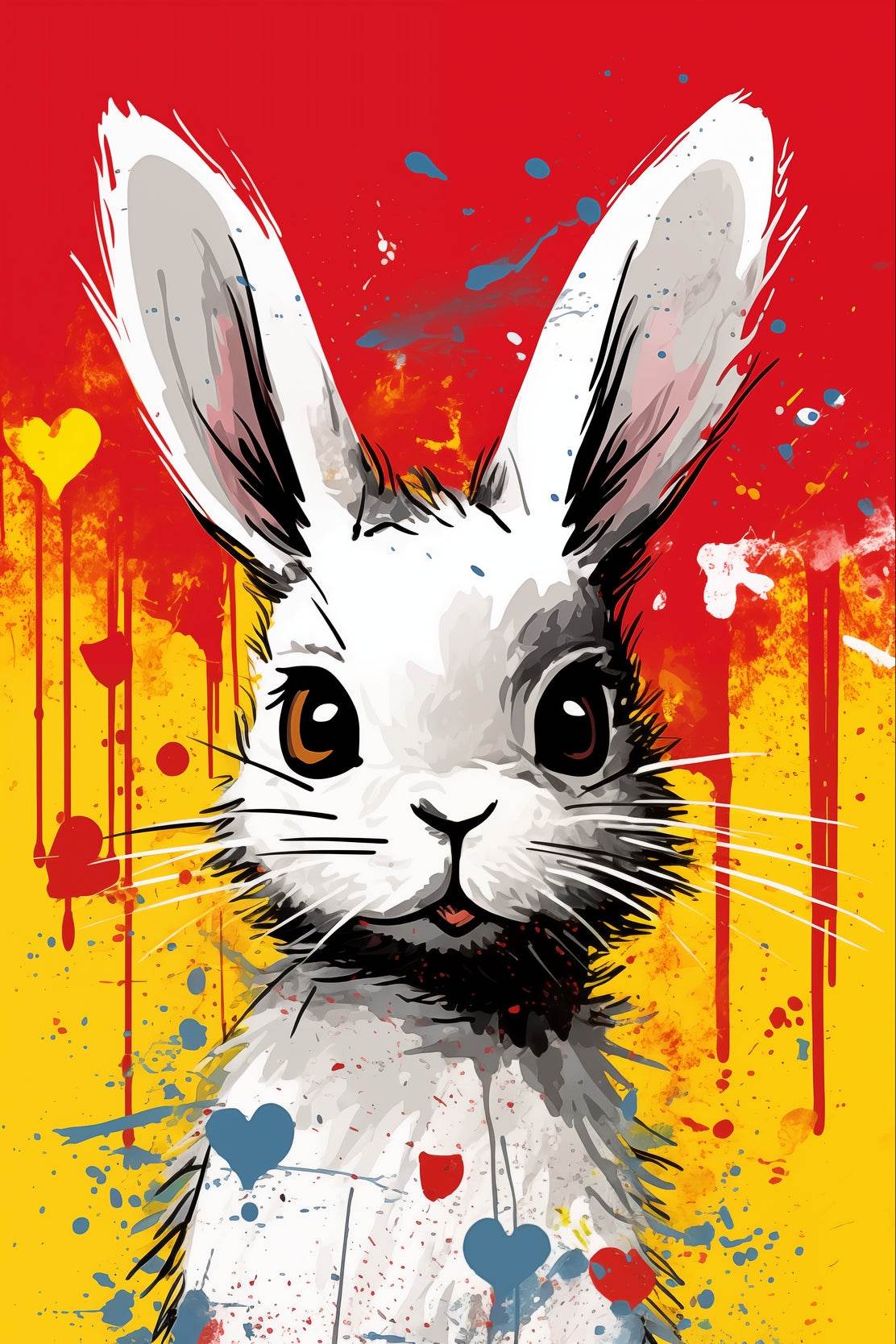 Painting of White Cartoon Rabbit Wall Art - beink online art store