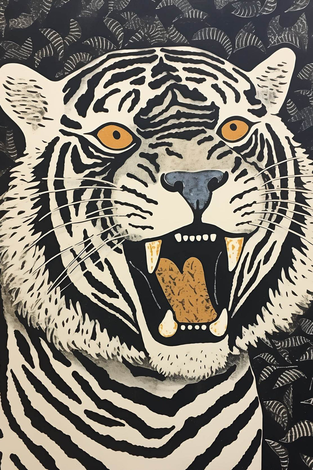 Painting of Tiger Block Print Wall Art - beink online art store
