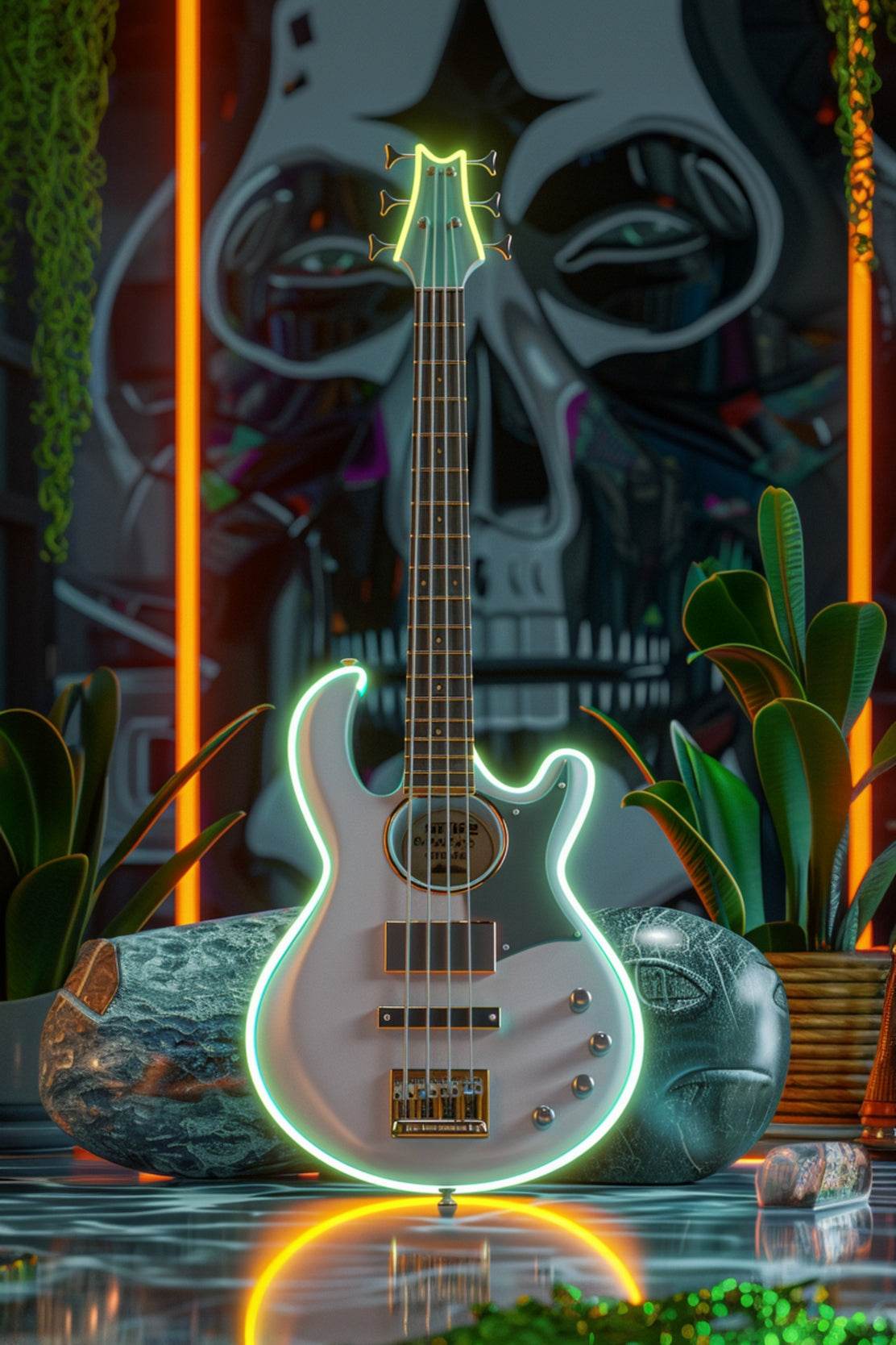 Augustic Guitar With Neon Wall Art - beink online art store