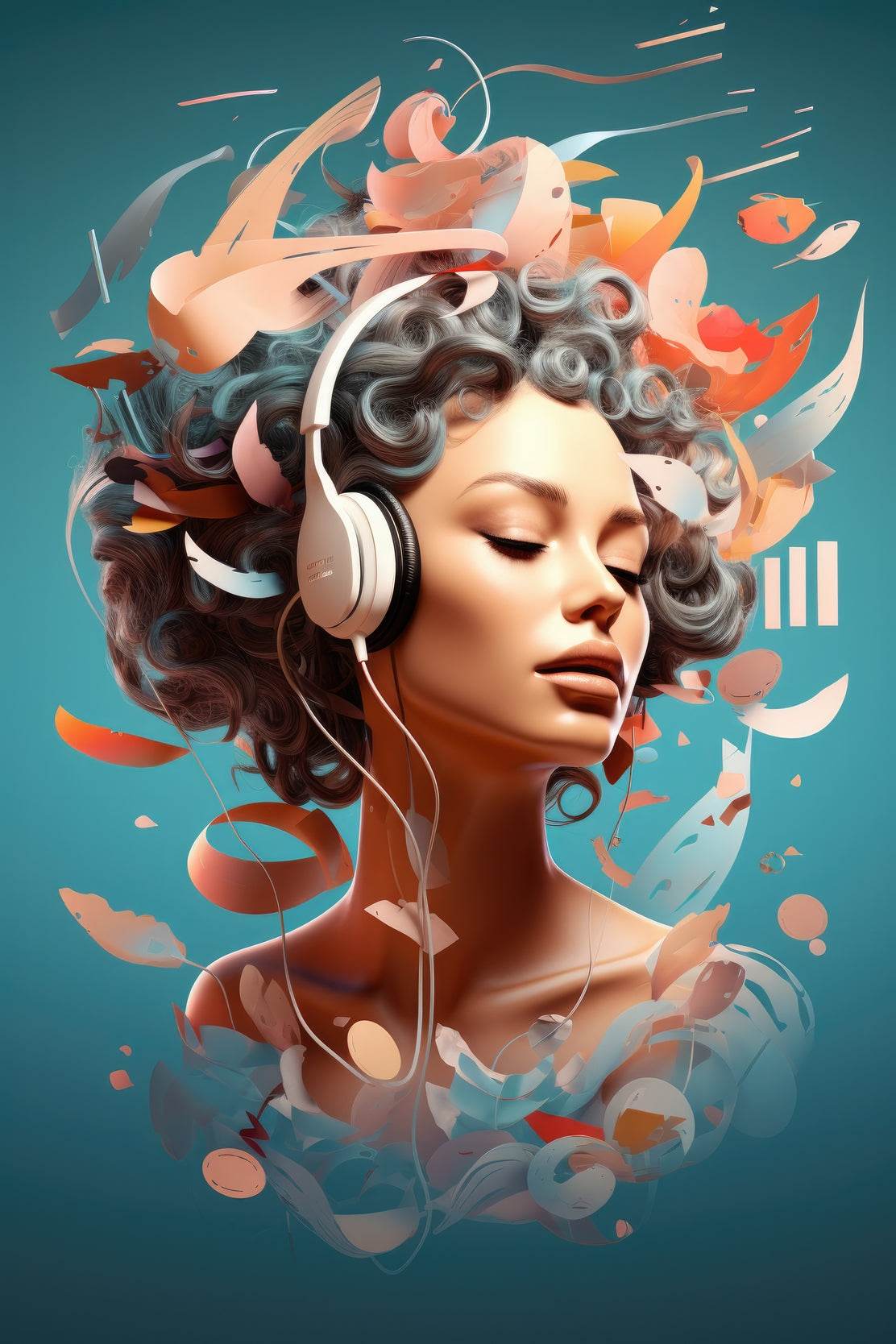 Anime Girl With Old Headphones Wall Art - beink online art store