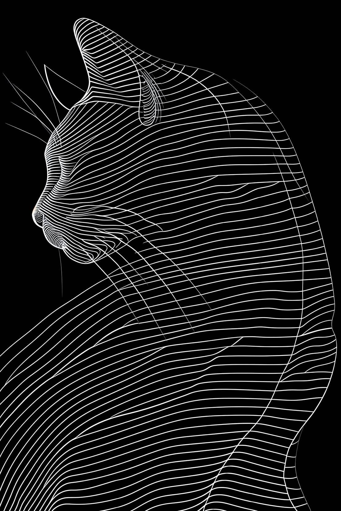 A Black and White Picture of a Cat - beink online art store