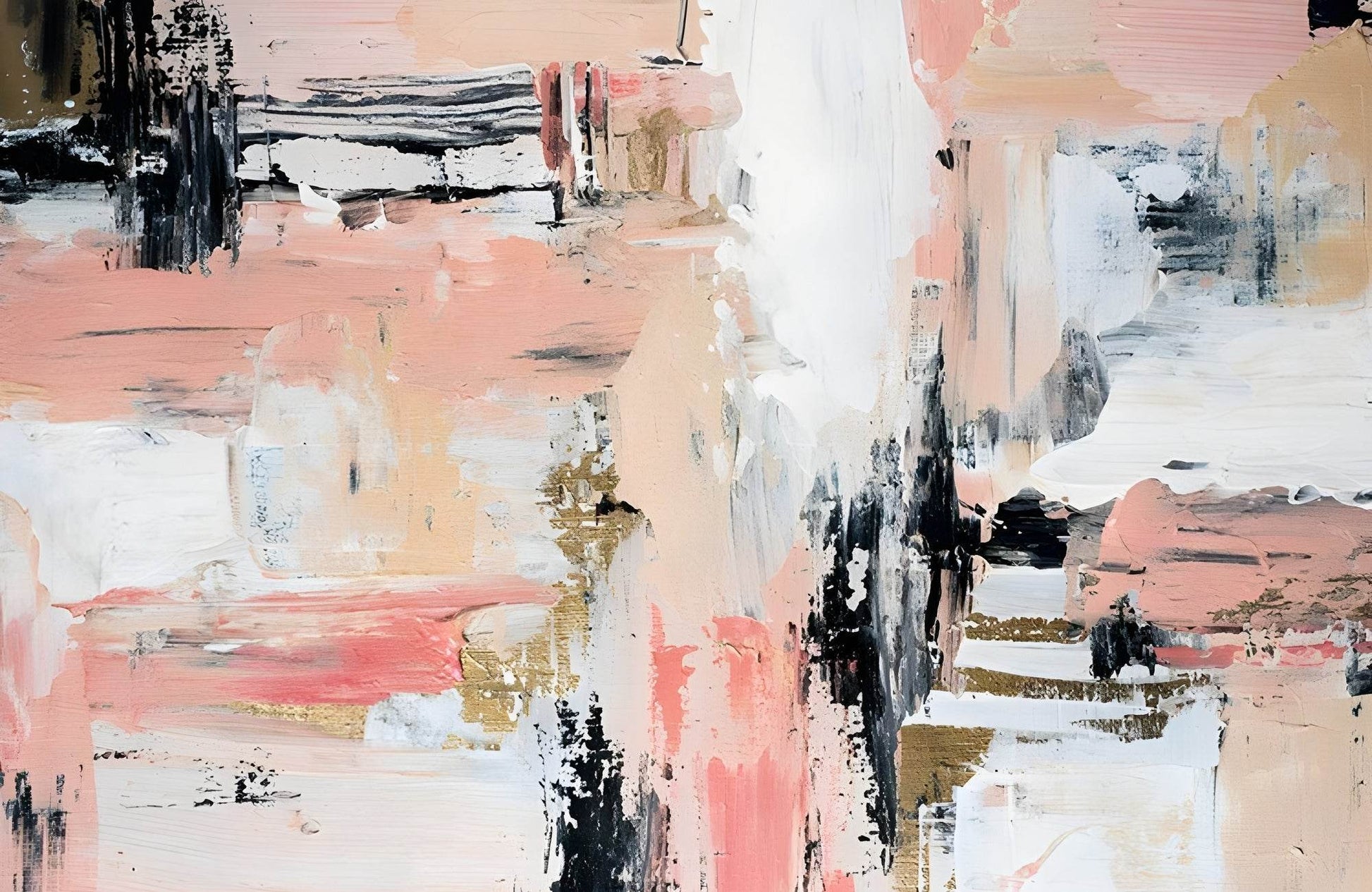 Peachy Keen- Oil Paint Brush Strokes Wall Art - beink online art store