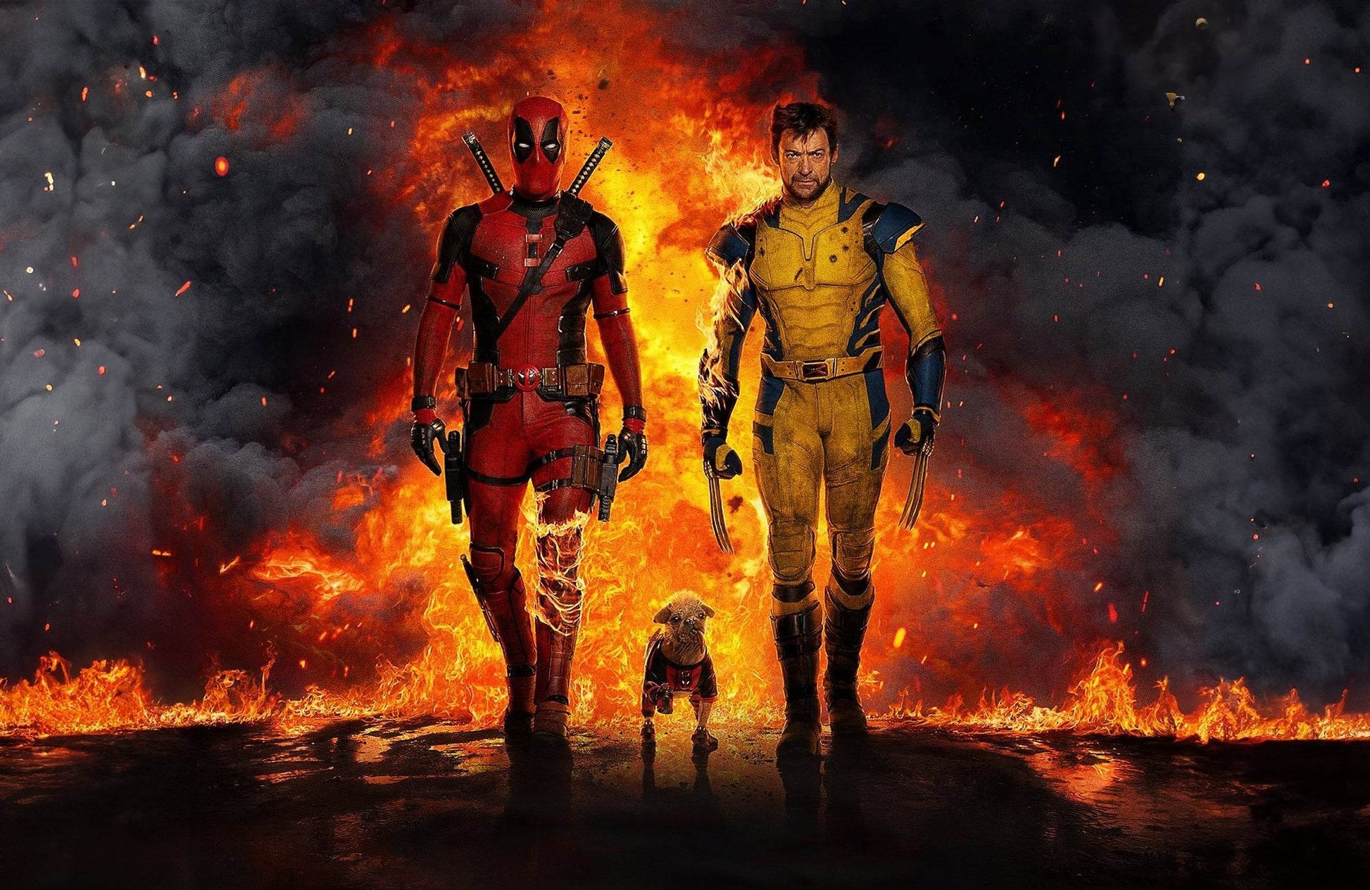 deadpool & wolverine with fire background Wall Art - beink online art store