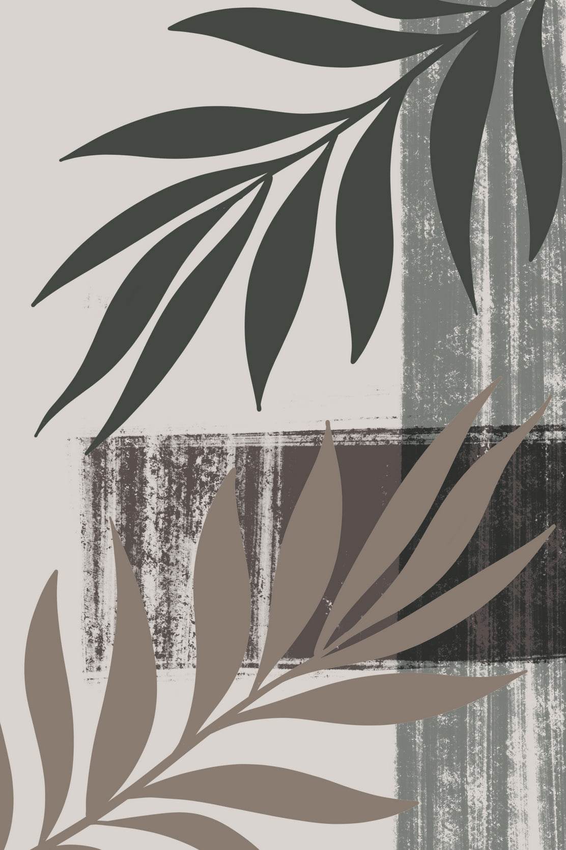 Minimalist Leaf Pattern with Grey Backround - beink online art store