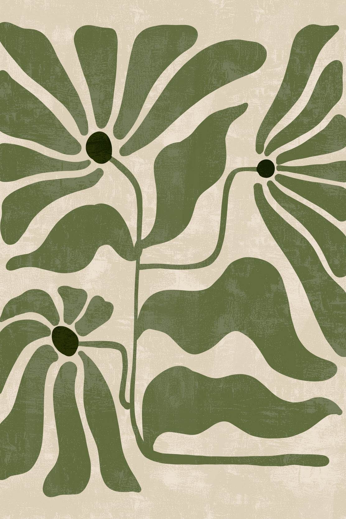 Abstract Green Flower Painting ArtWork - beink online art store