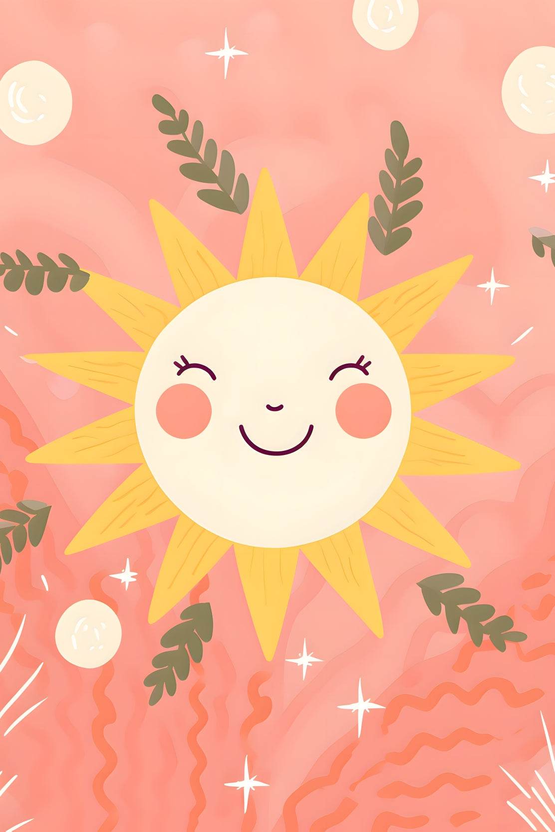 Illustration of Smiling Sun Wall Art - beink online art store