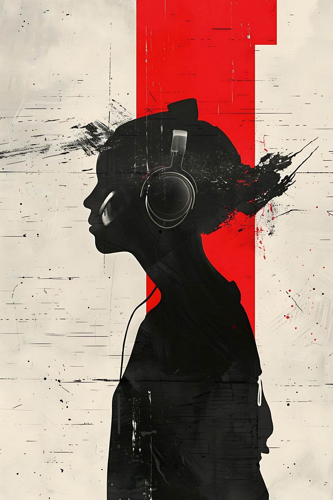 Girl Wearing Headphones Wall Art - beink online art store