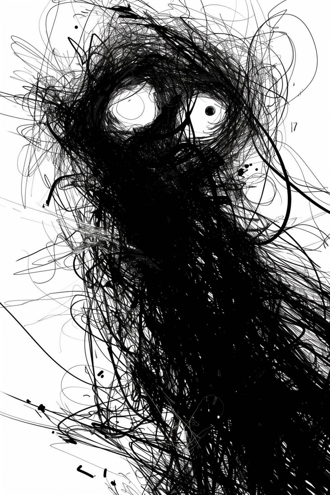 Tangled Nightmare- Black Sketch Shape Wall Art - beink online art store