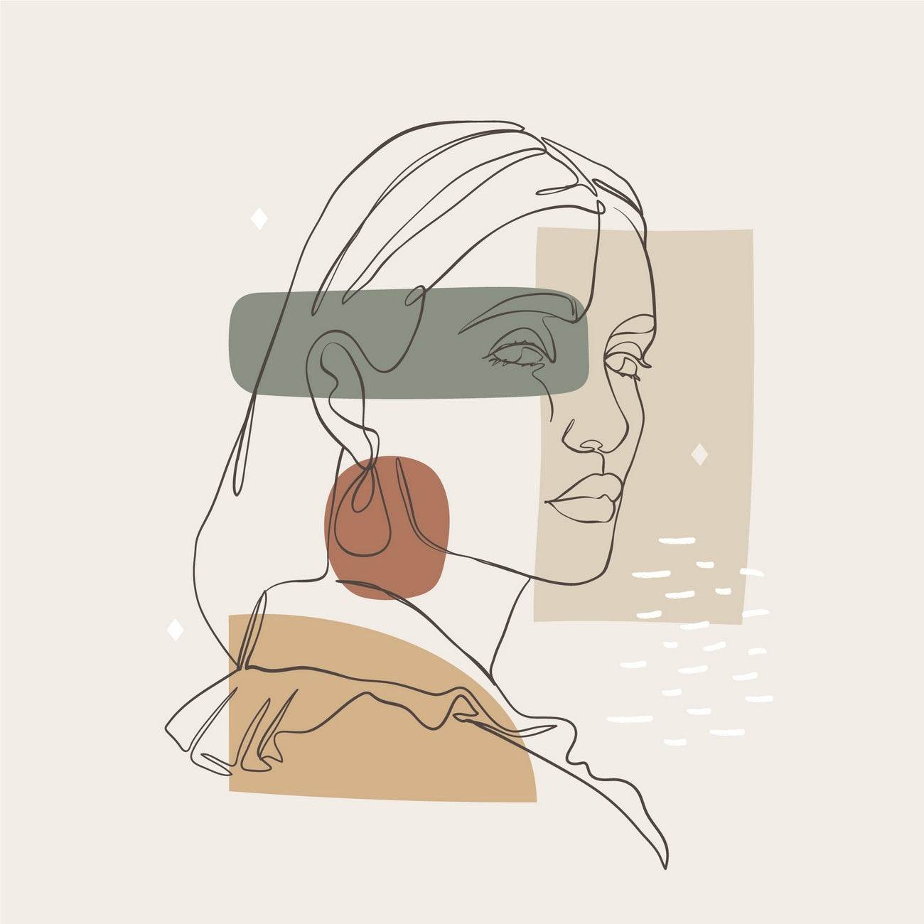 Female Face Line Art - beink online art store
