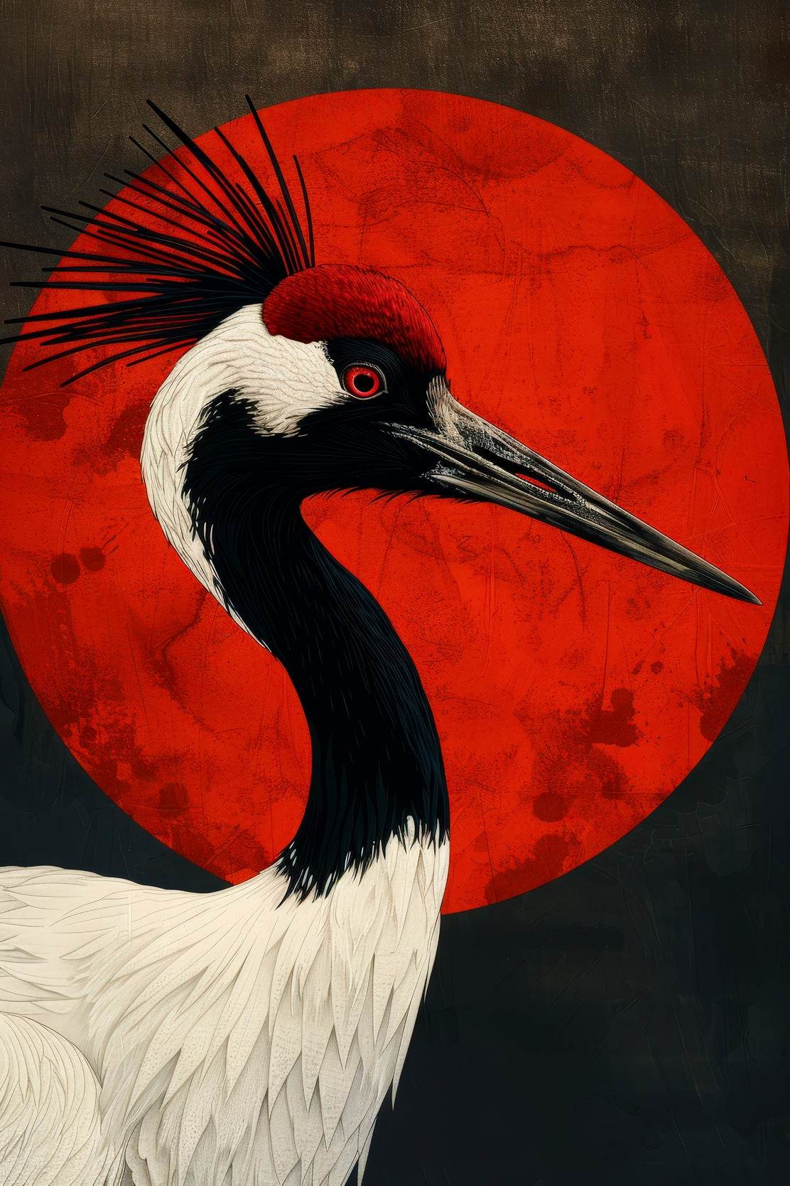 Black and Red Crane Wall Art - beink online art store
