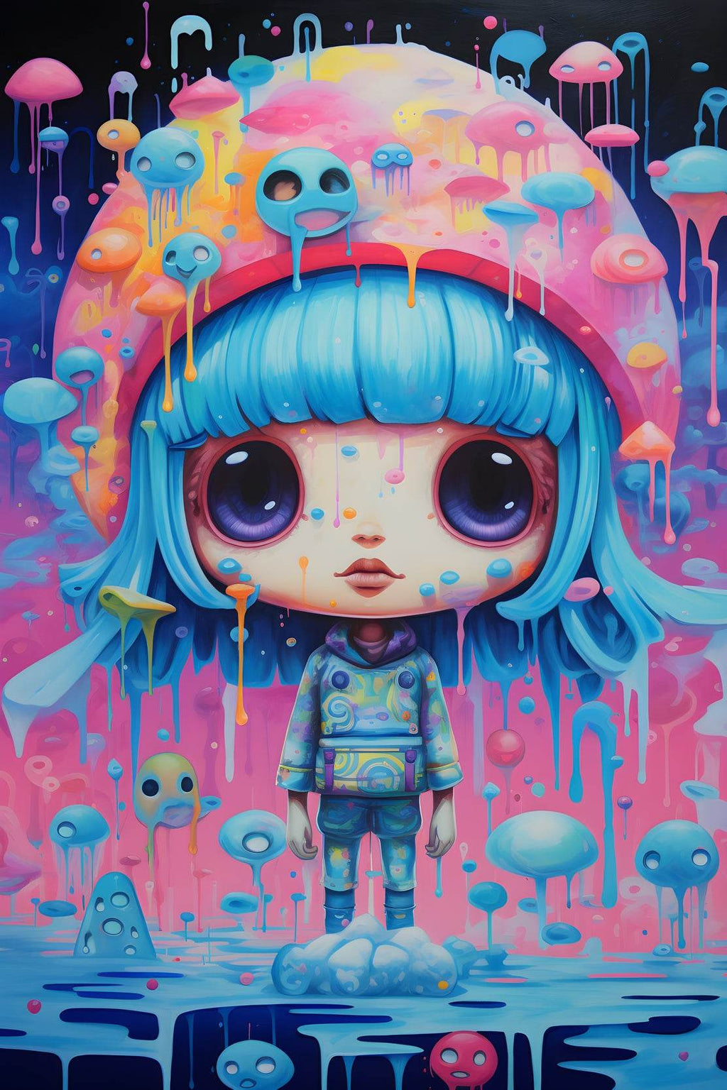 Fantasy Girl With Blue Hair Wall Art - beink online art store