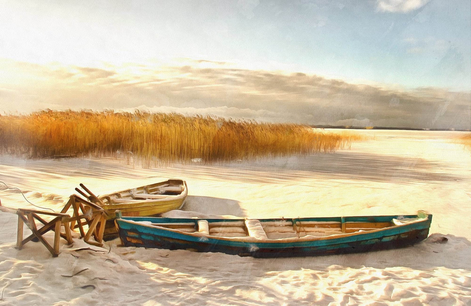Boat Buried on The Beach Wall Art - beink online art store