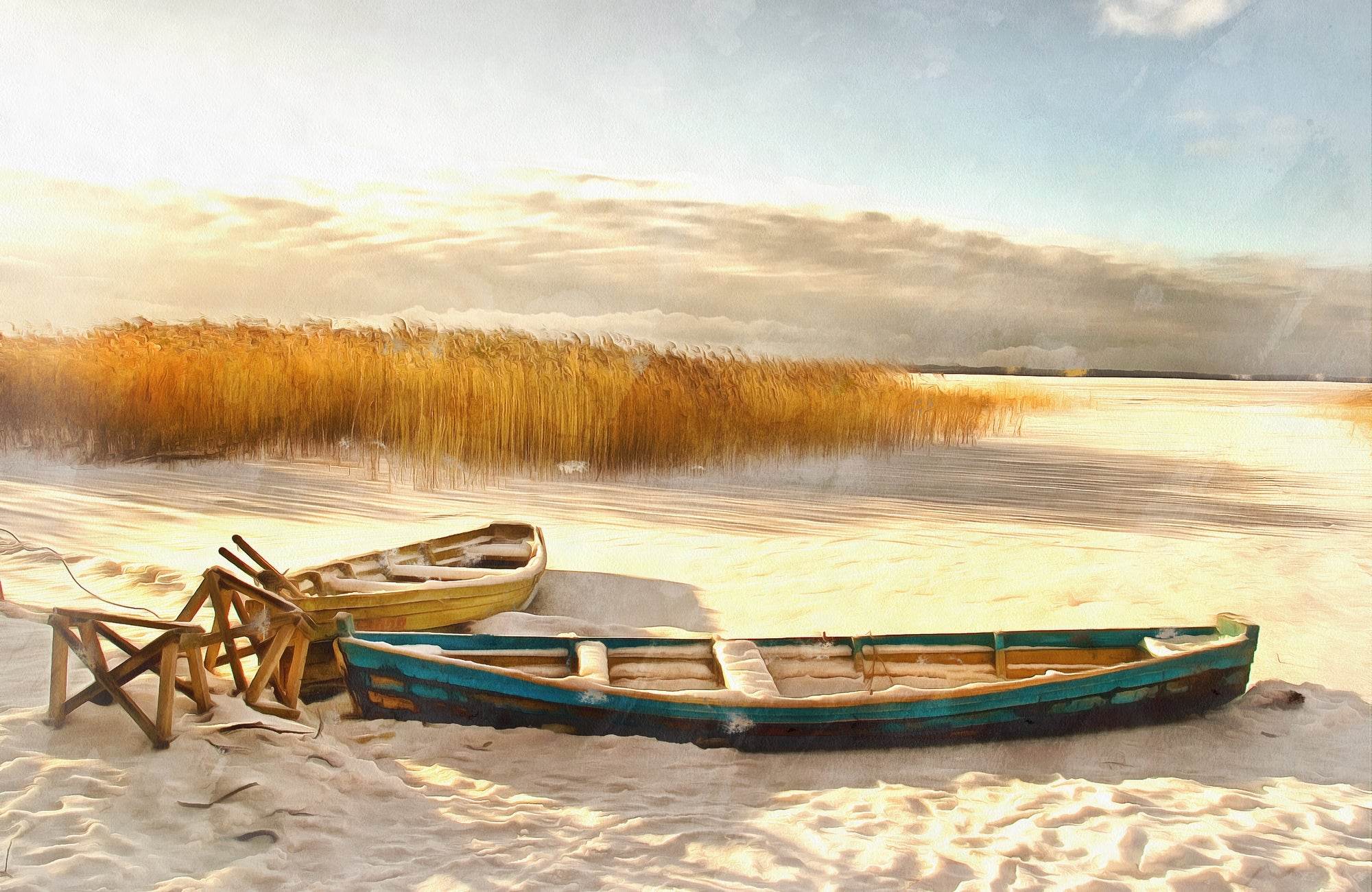 Boat Buried on The Beach Wall Art - beink online art store