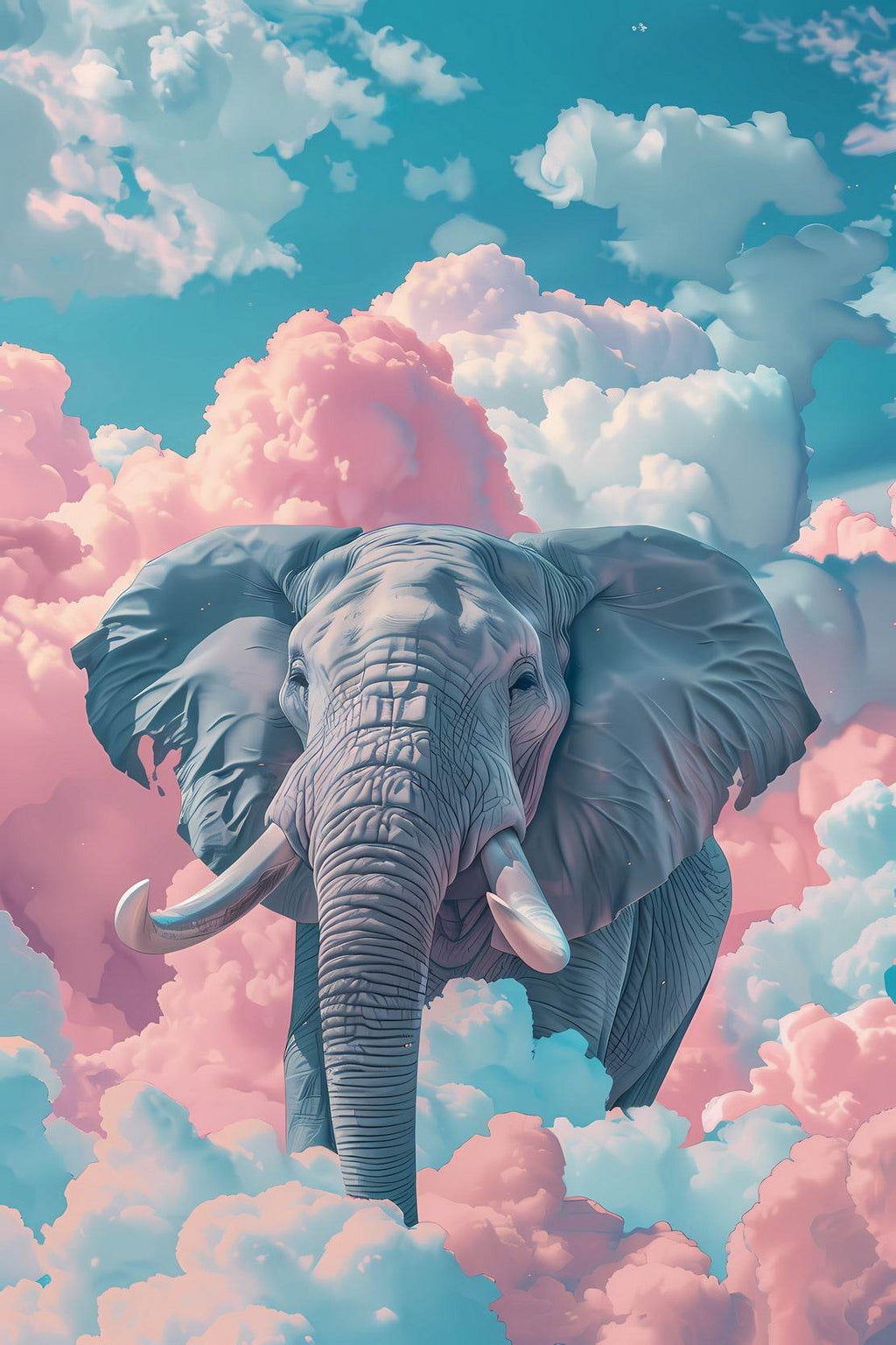 Watercolor Elephant in Clouds Animal Wall Art - beink online art store