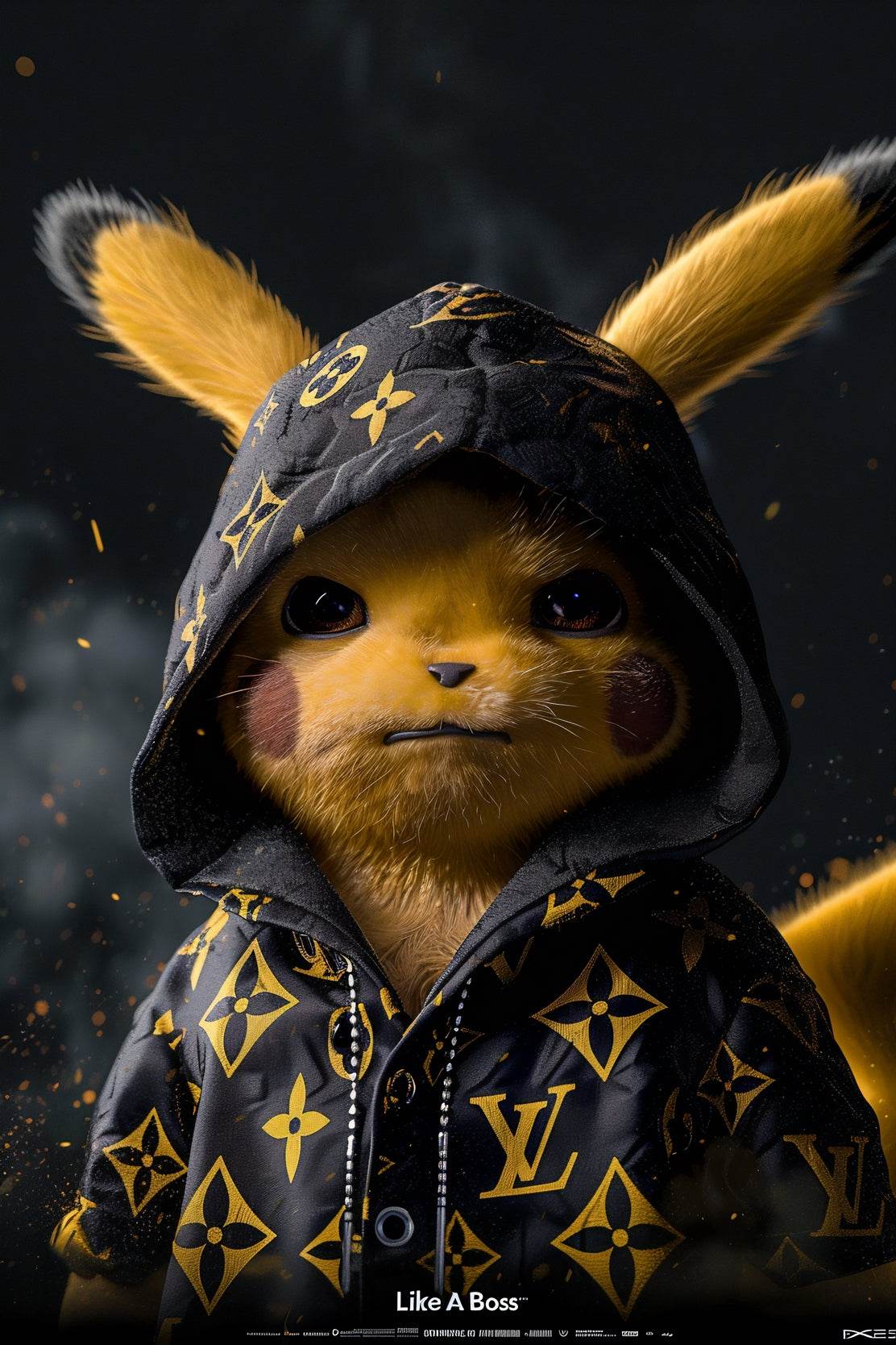 Painting of Pokemon Pikachi Wearing Jacket - beink online art store