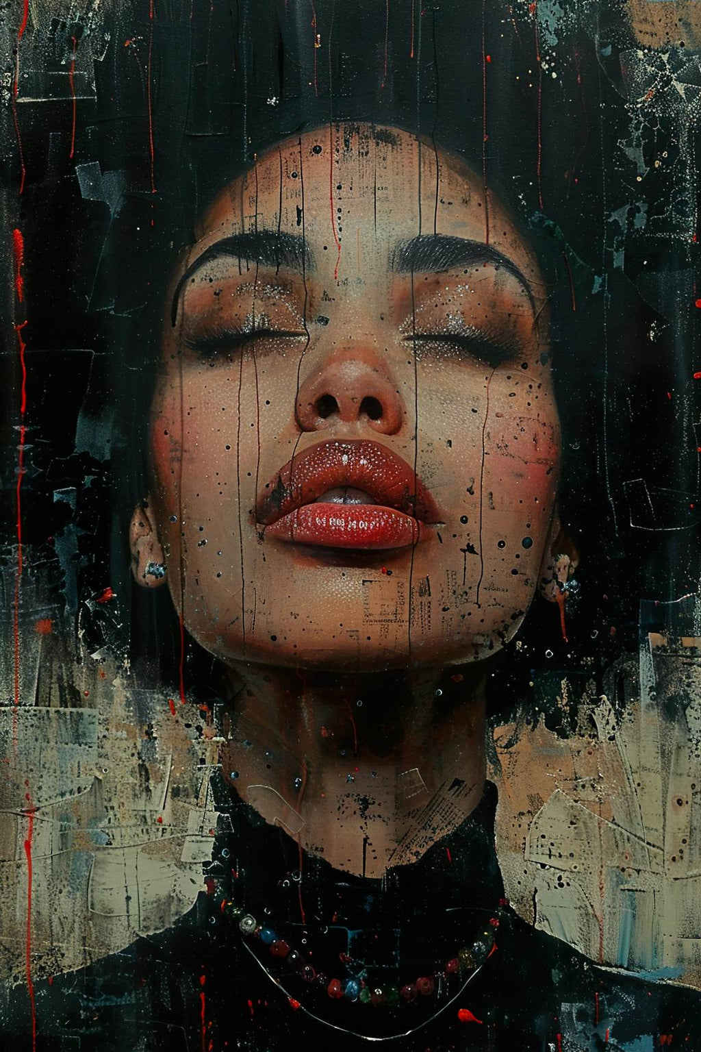 Woman With Closed Eyes Digital Art - beink online art store