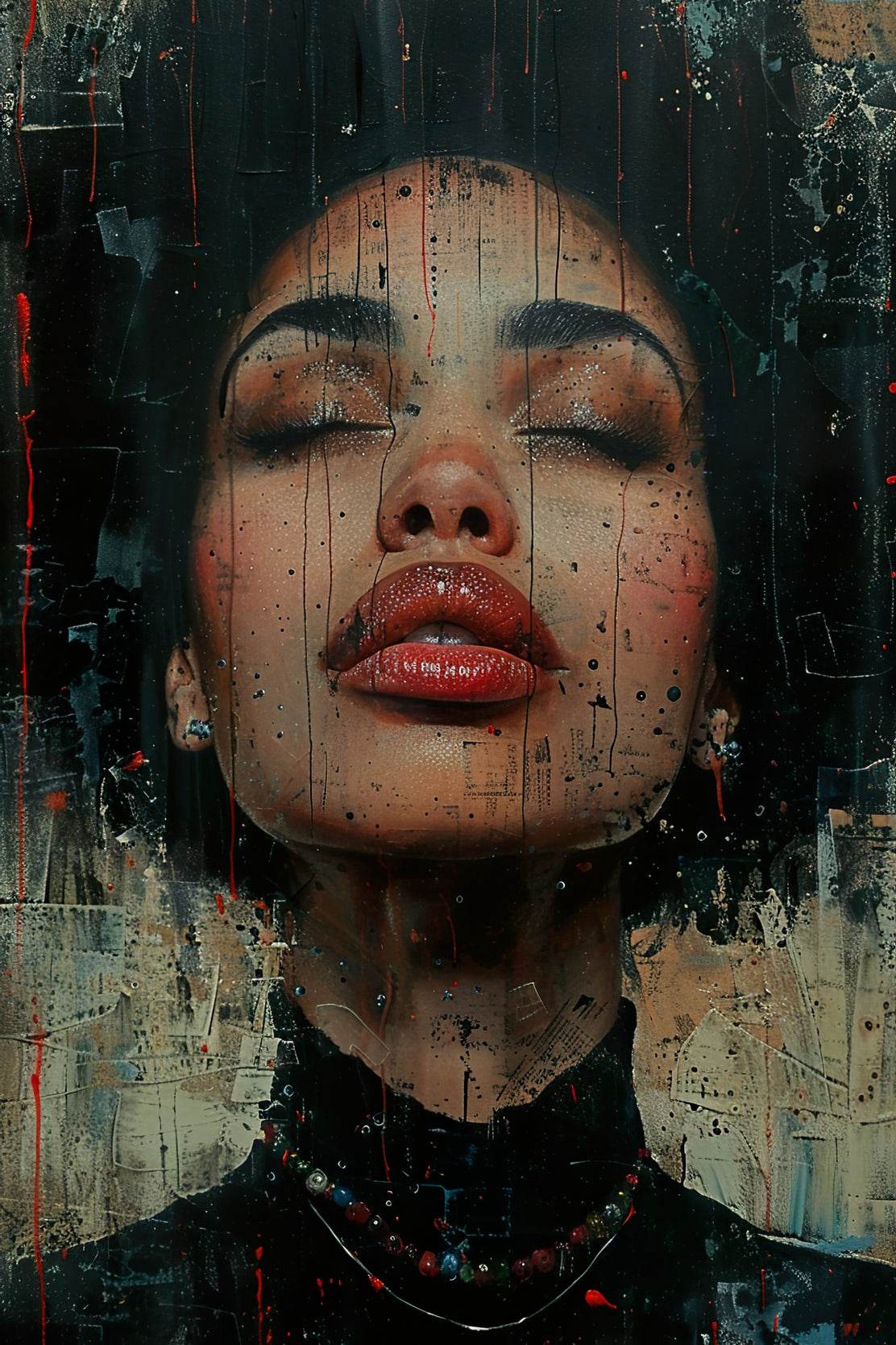 Woman With Closed Eyes Digital Art - beink online art store