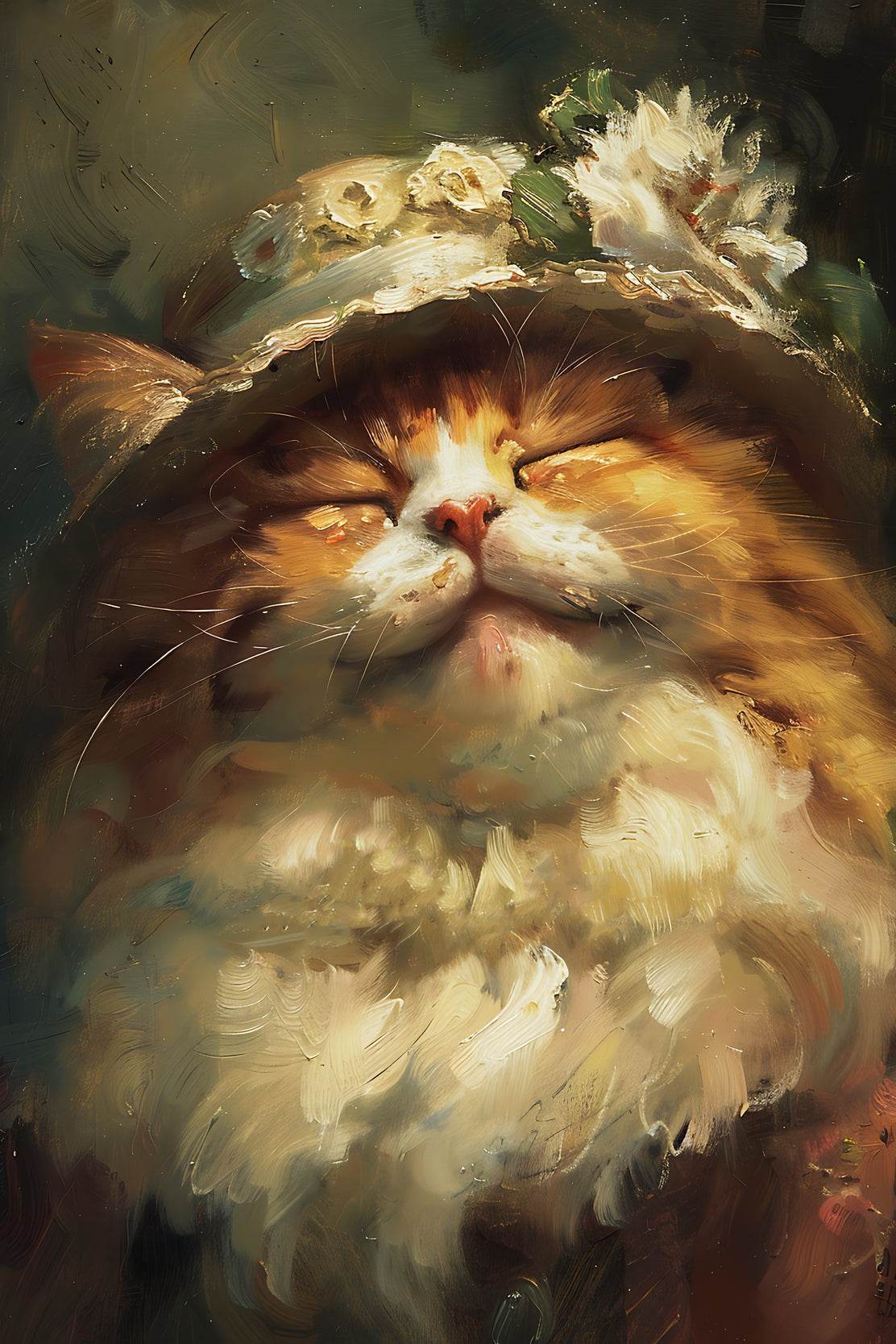 Watercolor Brush Strokes Sleeping Cat Painting - beink online art store