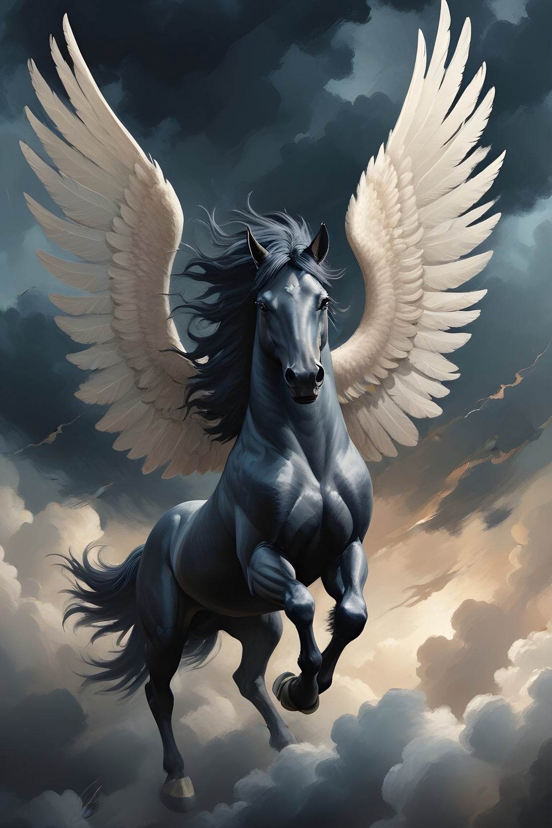 Black Unicorn With Horns Animal Wall Art - beink online art store