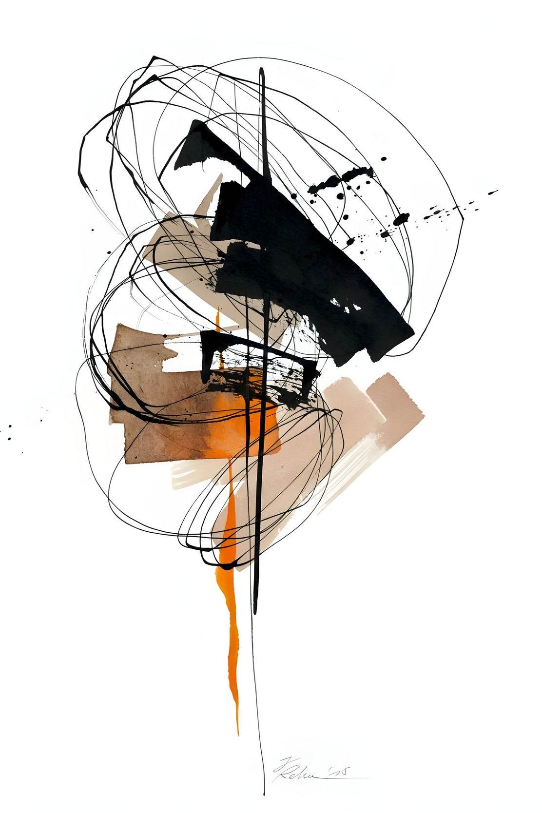Ink Explosion Face Shape Modern Art - beink online art store