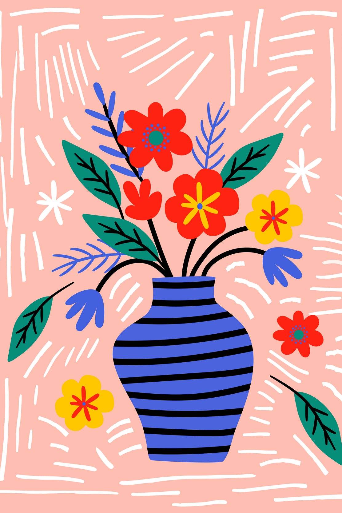 Painting a Bouquet of Flowers Inside a Clay Pot Art - beink online art store