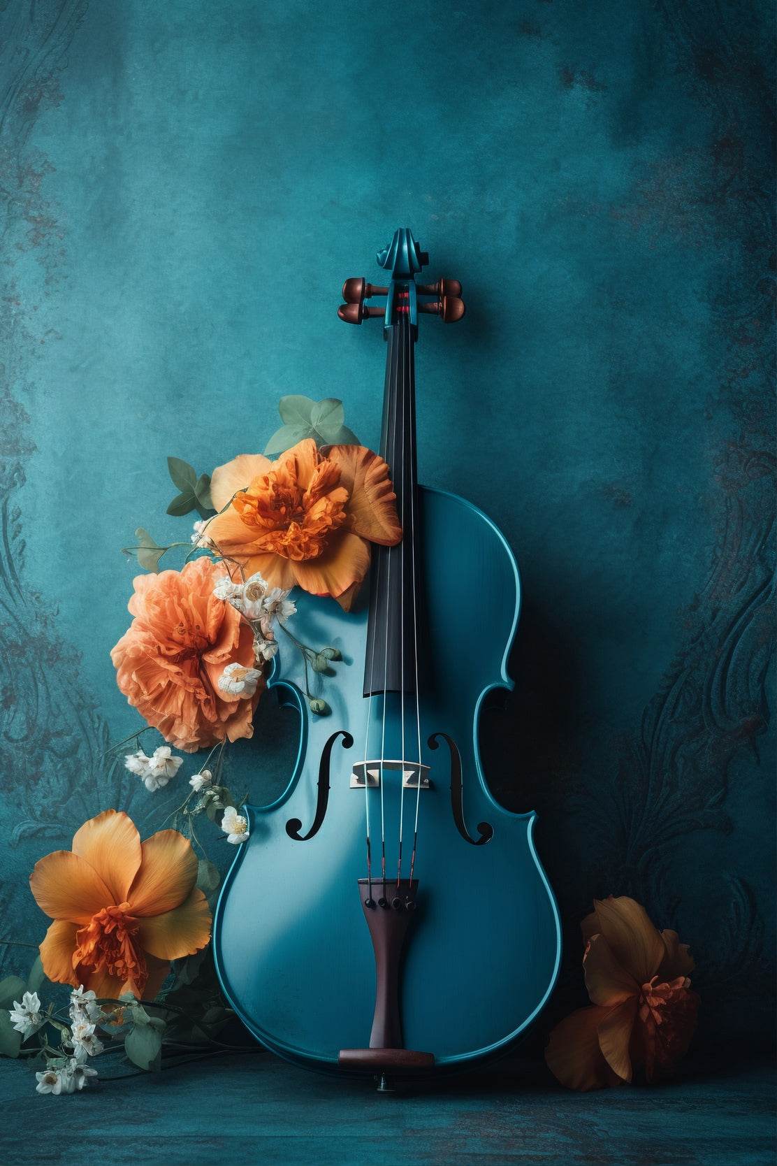 Classical Blue Violin Wall Art - beink online art store
