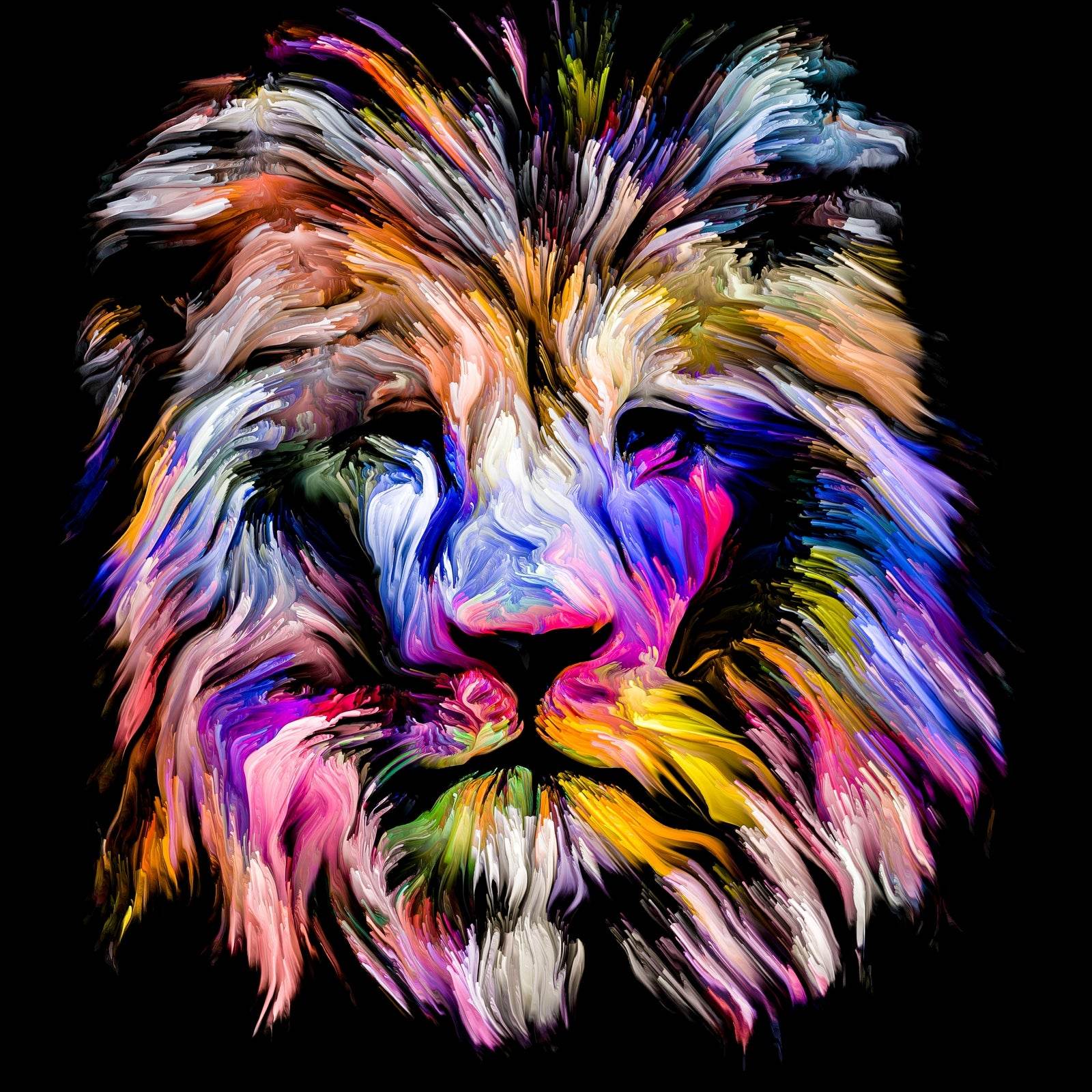 Portrait of Lion in Multicolor Paint - beink online art store