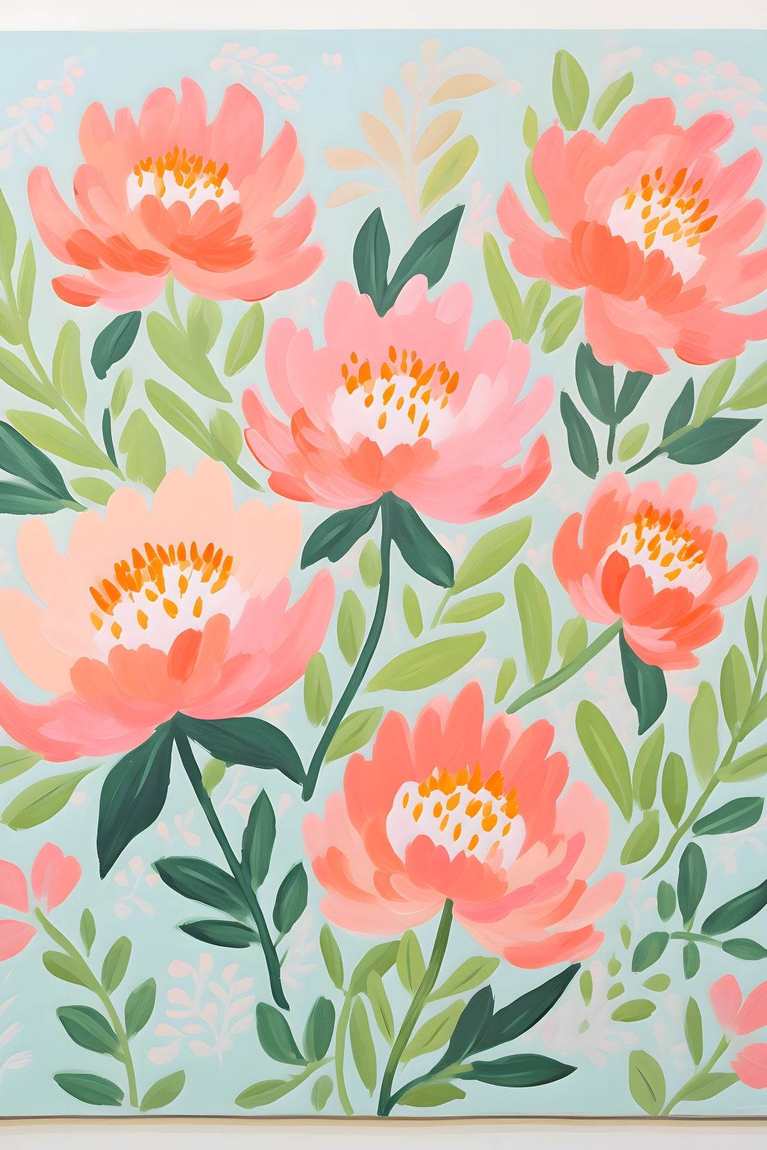 Drawing of Pink Flowers Wall Art - beink online art store