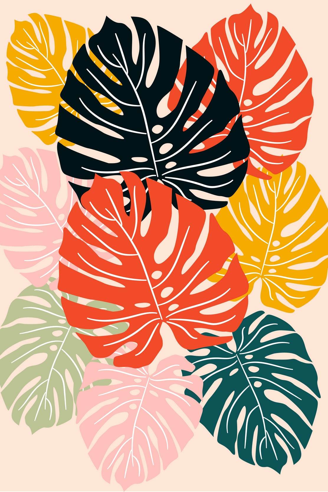 Fig Leaf Tropical Plant Painting Wall Art - beink online art store
