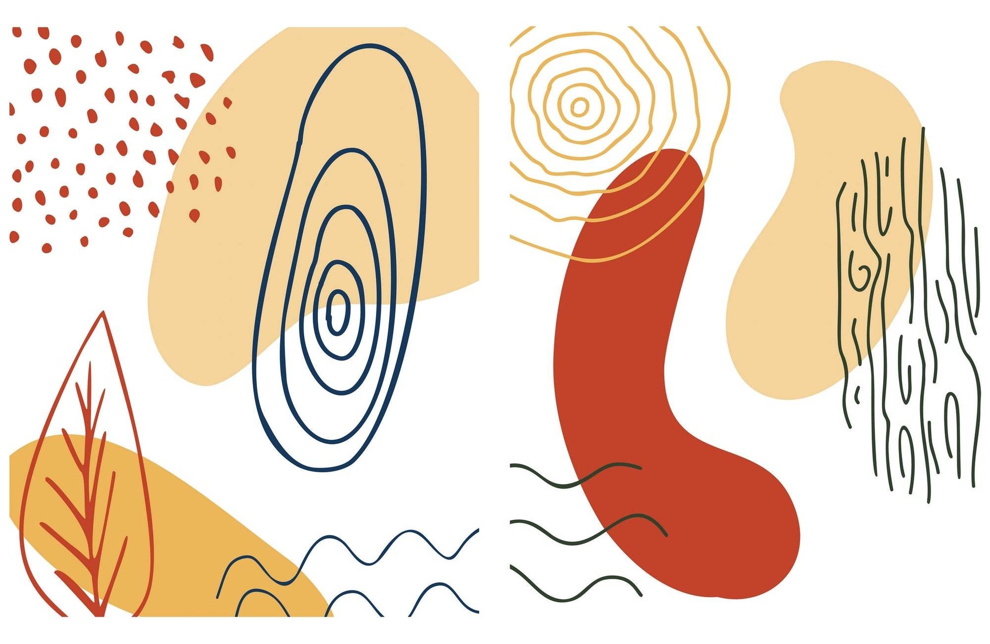Handdrawn Shapes Abstract Wall Art - beink online art store