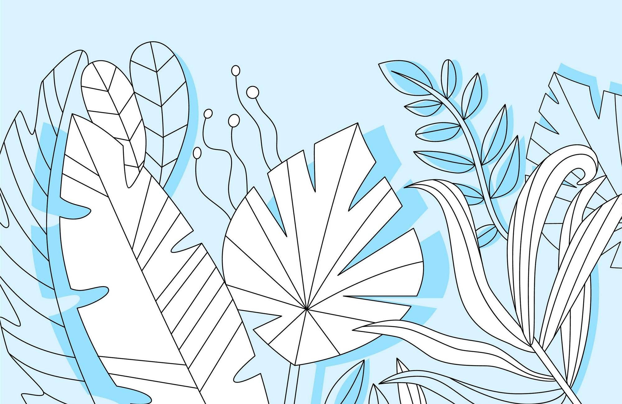 Blue Tropical Leaves Wall Art - beink online art store